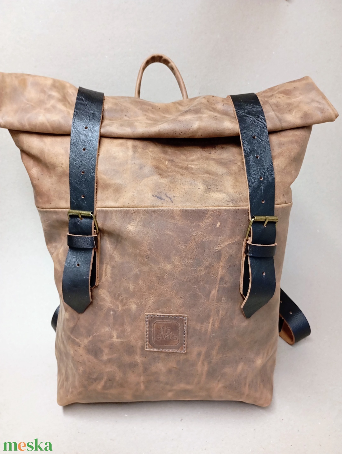 Roll top hátizsák_mogyoróbarna - játék & sport - sport és kikapcsolódás - kerékpározás - biciklis táska - Meska.hu