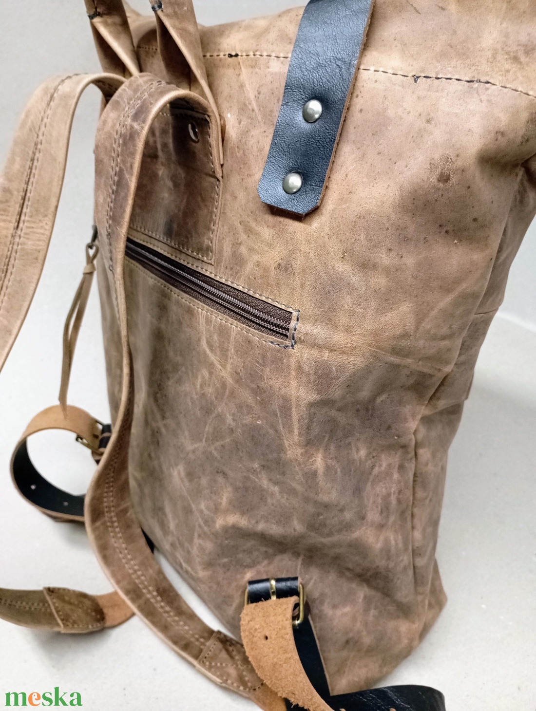 Roll top hátizsák_mogyoróbarna - játék & sport - sport és kikapcsolódás - kerékpározás - biciklis táska - Meska.hu