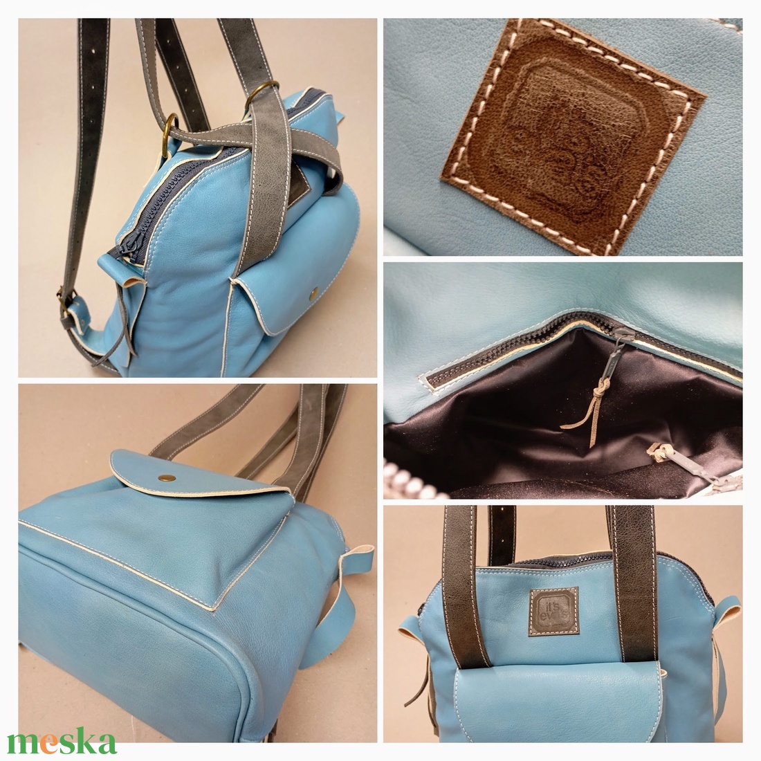 Háti/váll táska_világoskék - táska & tok - variálható táska - Meska.hu