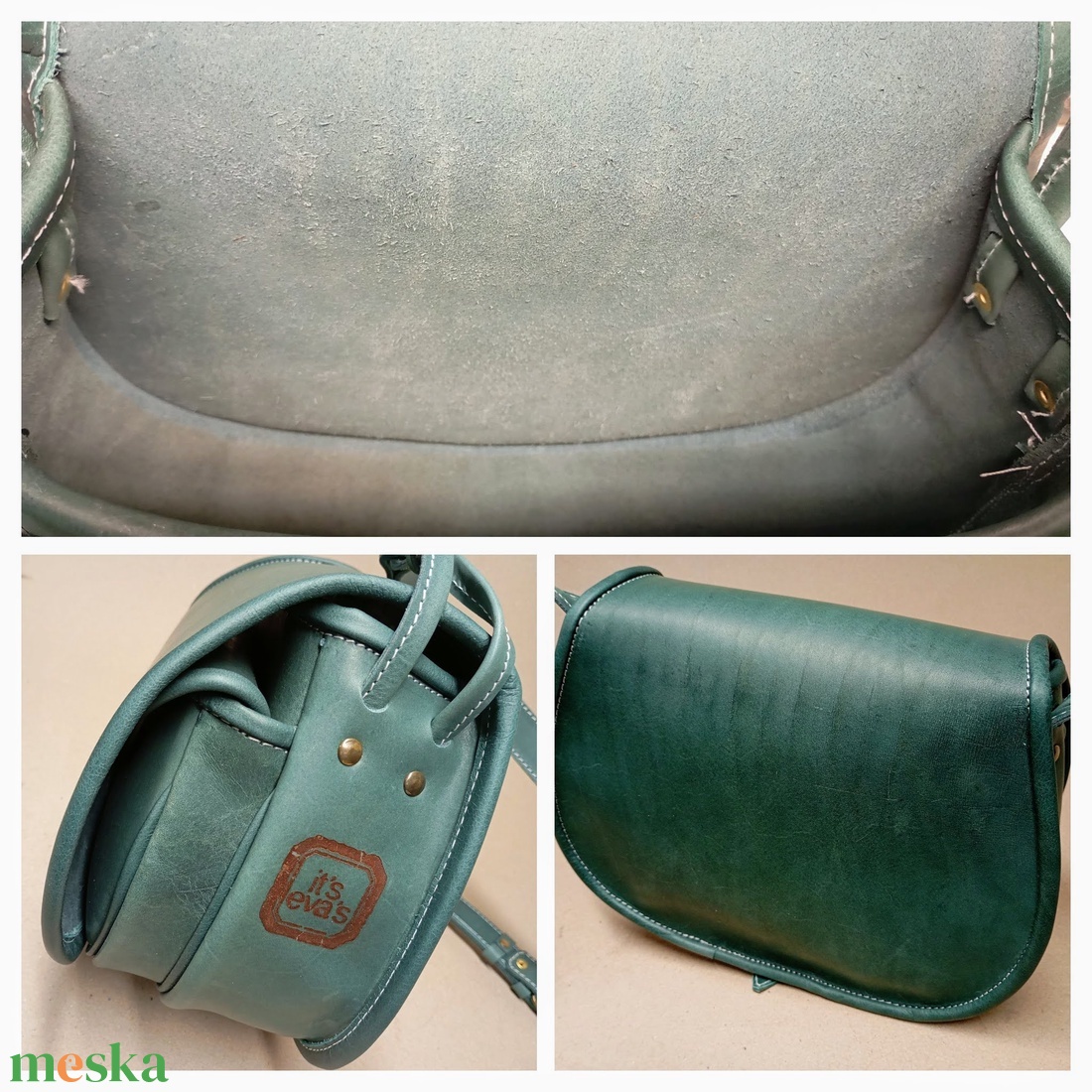 Vadásztáska olajzöld marhabőrből - táska & tok - kézitáska & válltáska - vállon átvethető táska - Meska.hu