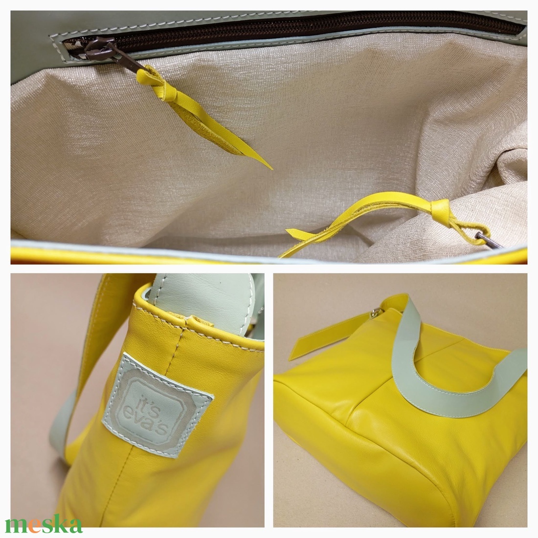 Elegáns válltáska_citromsárga/almazöld - táska & tok - kézitáska & válltáska - nagy pakolós táska - Meska.hu