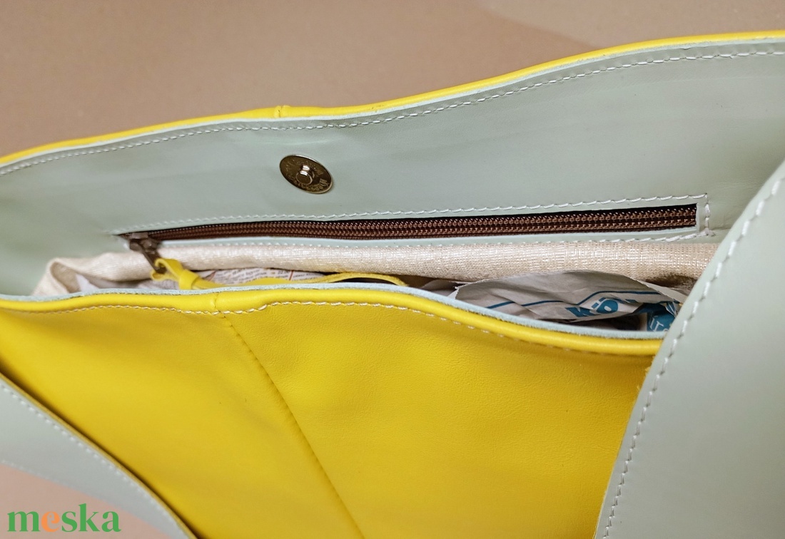 Elegáns válltáska_citromsárga/almazöld - táska & tok - kézitáska & válltáska - nagy pakolós táska - Meska.hu