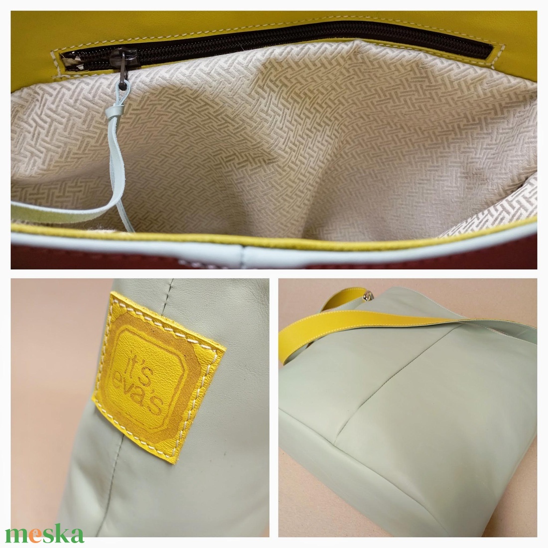 Elegáns válltáska_almazöld/citromsárga - táska & tok - kézitáska & válltáska - nagy pakolós táska - Meska.hu