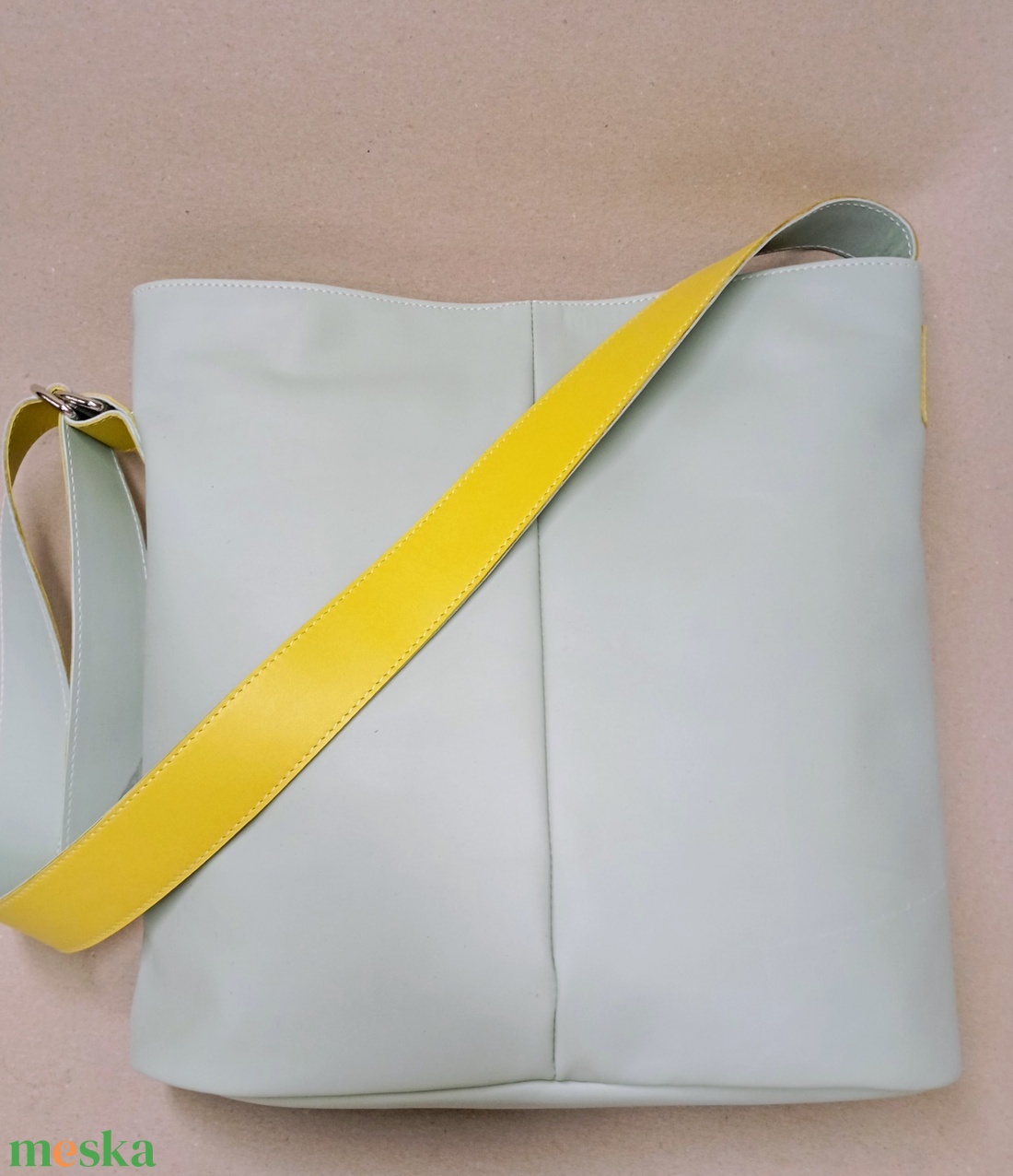 Elegáns válltáska_almazöld/citromsárga - táska & tok - kézitáska & válltáska - nagy pakolós táska - Meska.hu