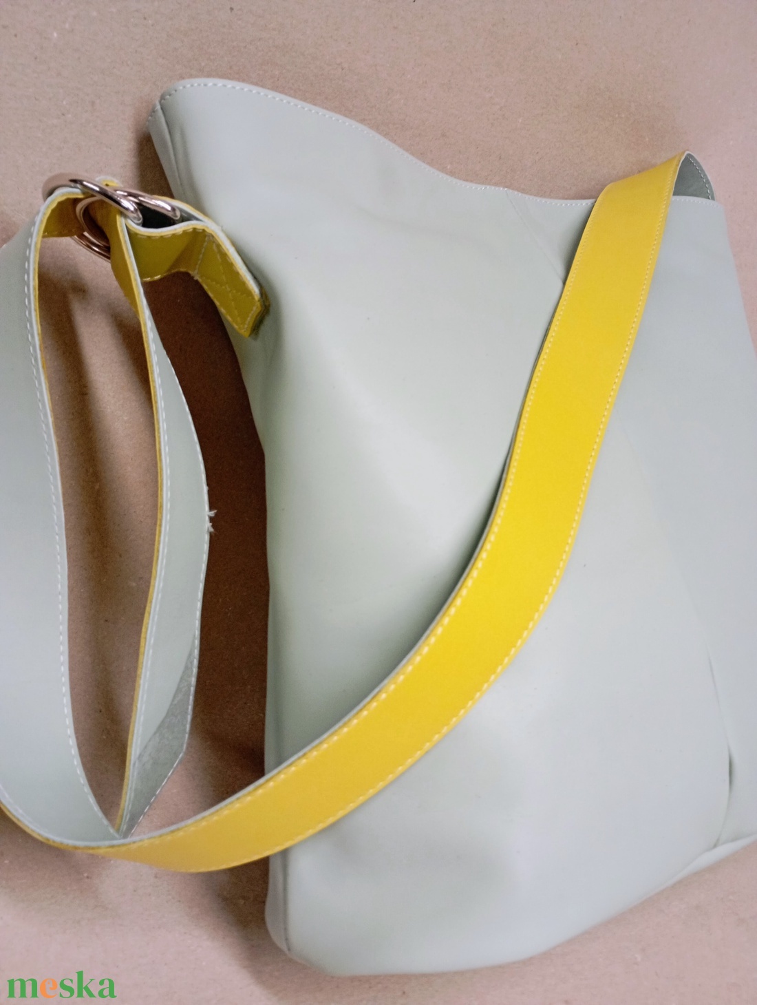 Elegáns válltáska_almazöld/citromsárga - táska & tok - kézitáska & válltáska - nagy pakolós táska - Meska.hu