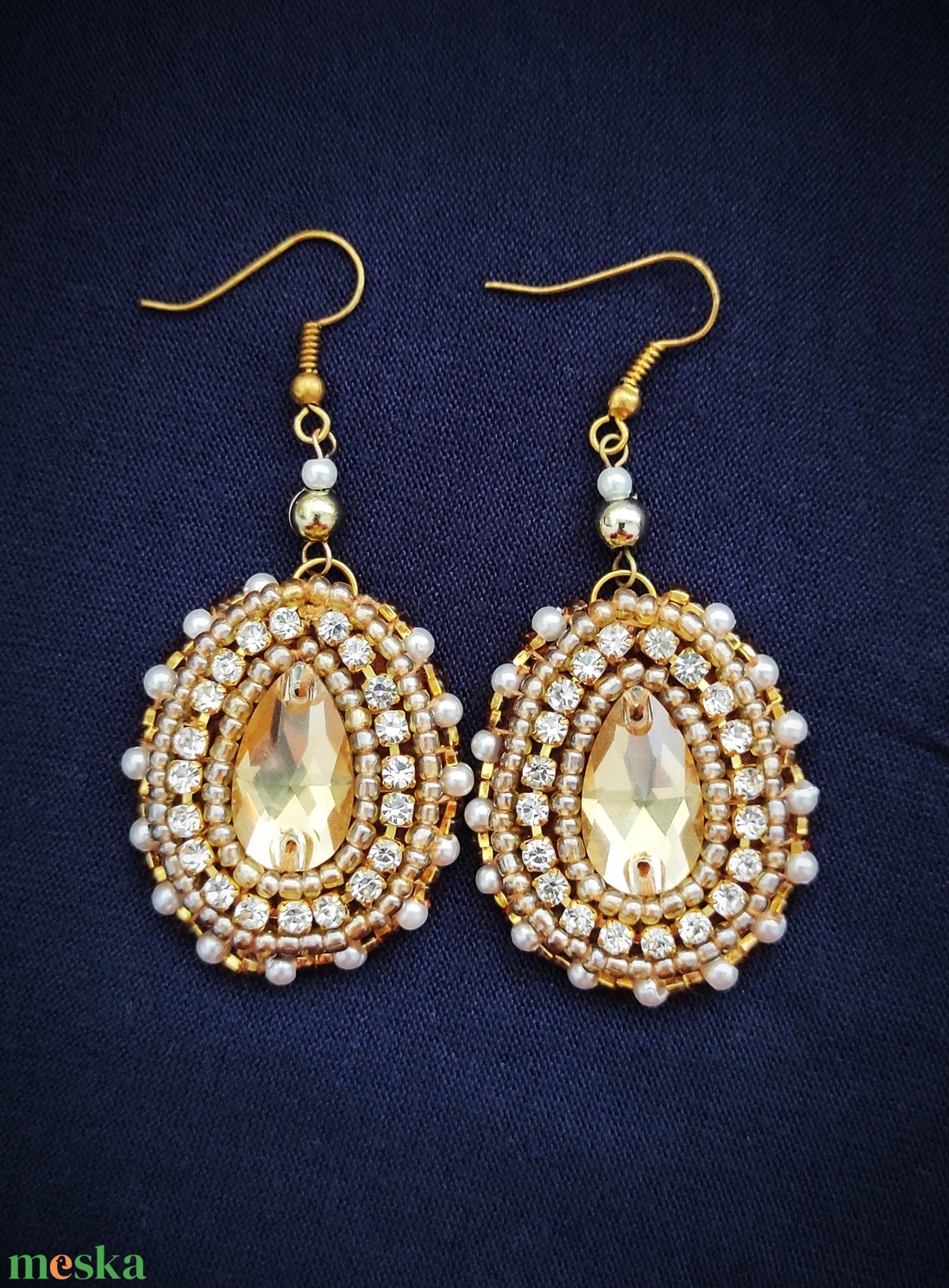 Golden drop - ékszer - fülbevaló - lógó csepp fülbevaló - Meska.hu