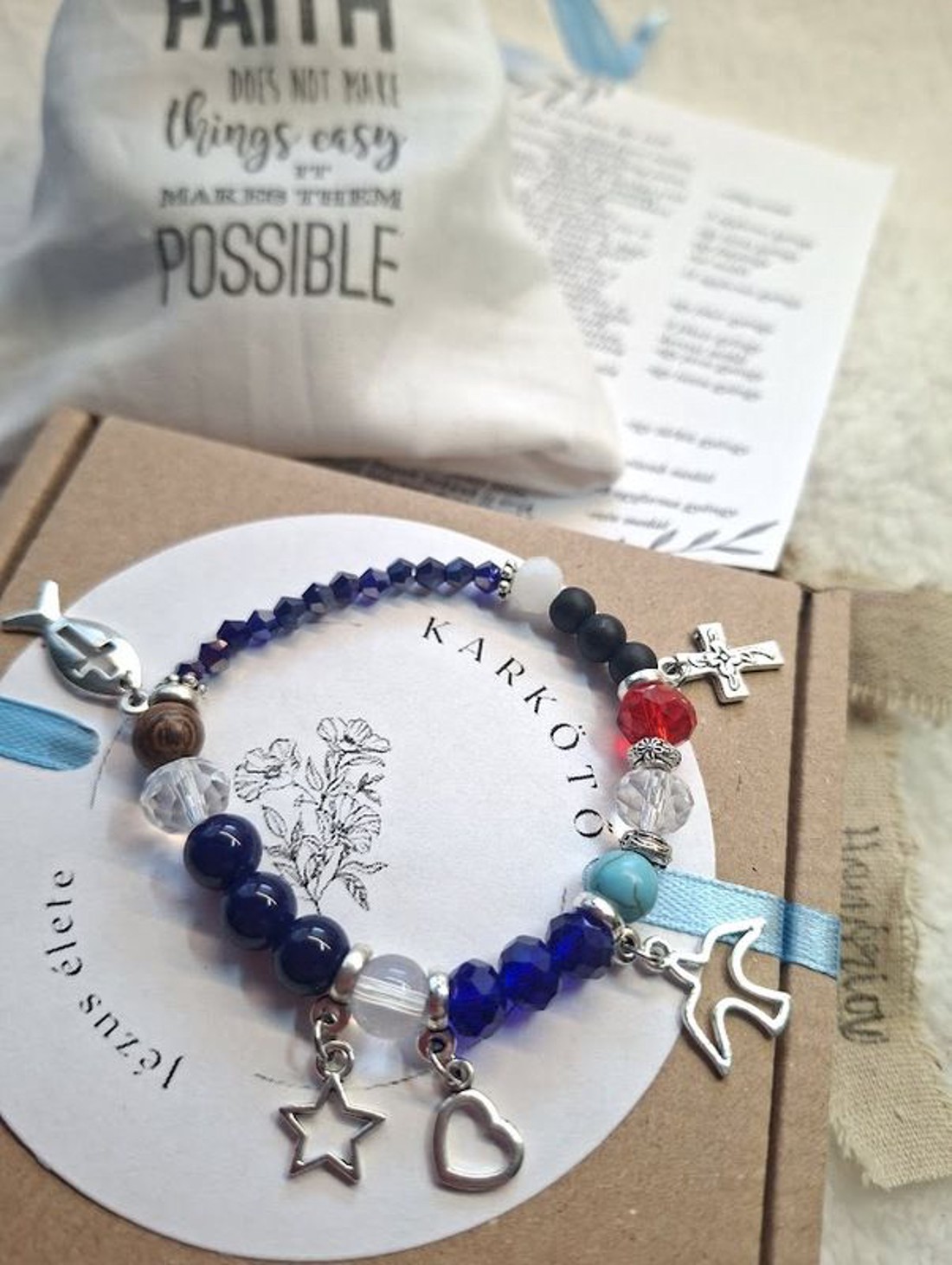 Jézus élete - keresztény történet karkötő-skék-089 - ékszer - karkötő - bogyós karkötő - Meska.hu