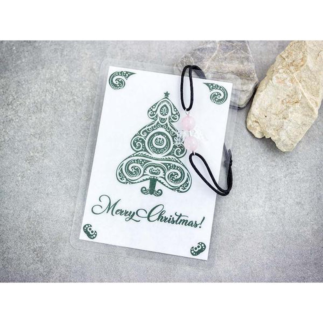 Merry Christmas rózsakvarc angyal karkötő - ékszer - karkötő - karkötő medállal - Meska.hu