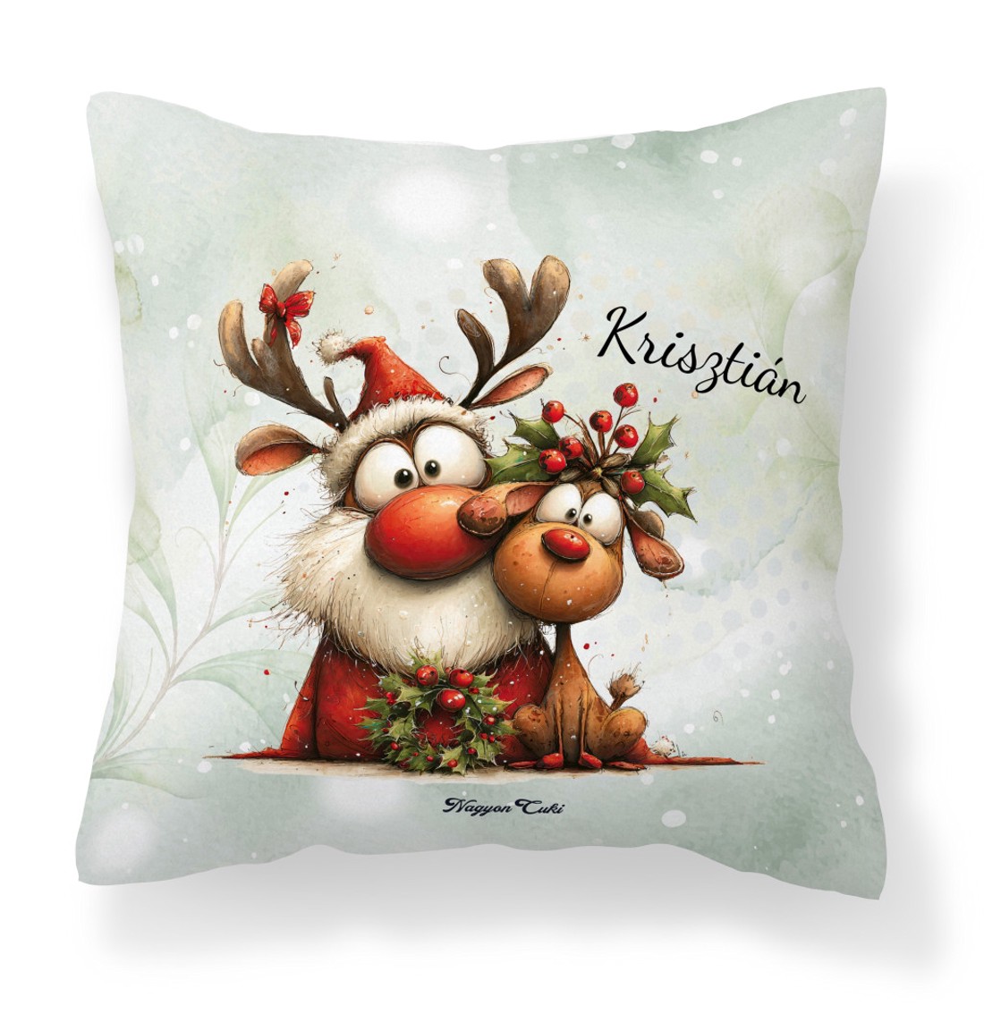 Névvel kérhető - Cuki karácsonyi Mikulás és Rudolf mintás párna - otthon & életmód - lakástextil - párna & párnahuzat - díszpárna (belsővel együtt) - Meska.hu