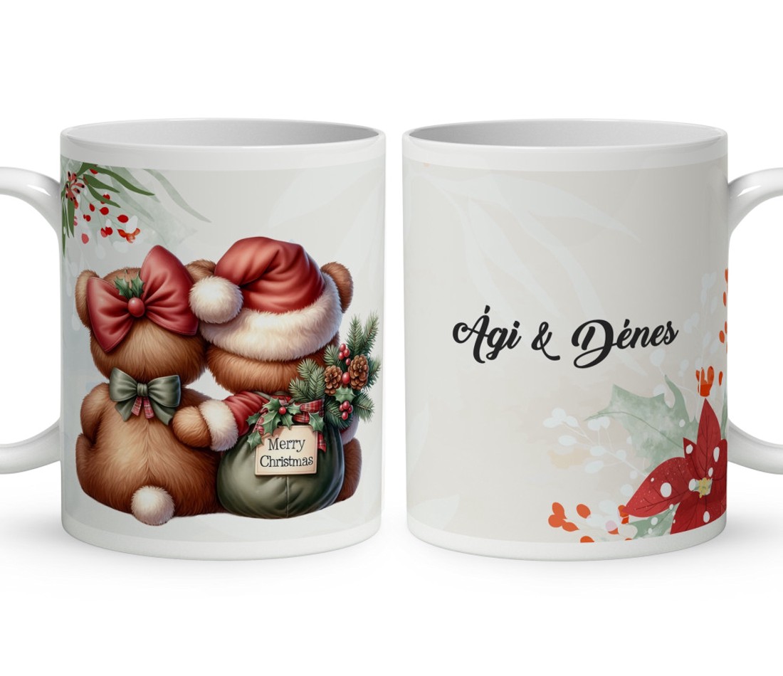 Névvel kérhető - Karácsonyi Teddy maci - együtt (tábla) mintás bögre - otthon & életmód - konyhafelszerelés, tálalás - tálalás - bögre & csésze - Meska.hu