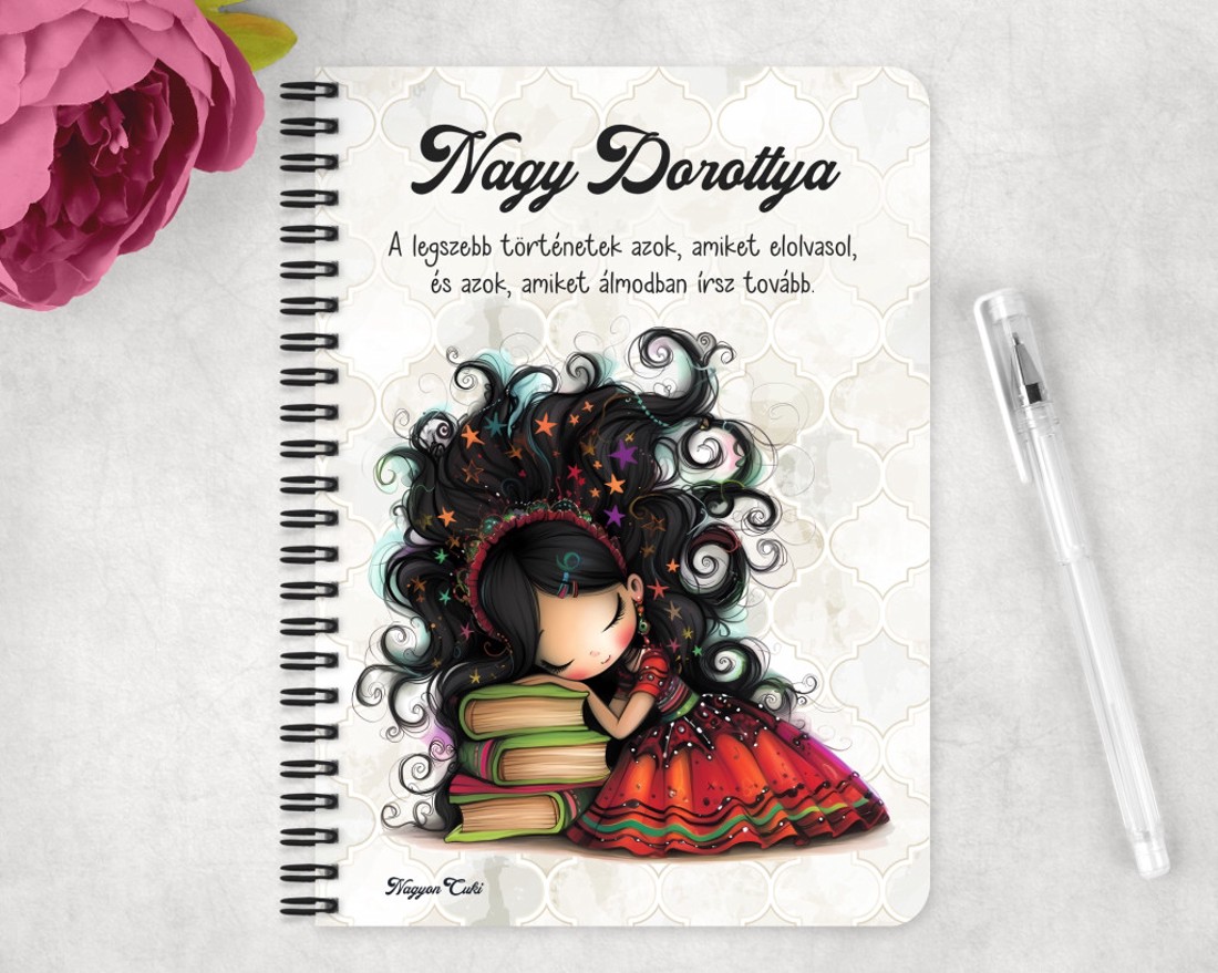 Személyre szabható - Álmodó könyv hercegnő mintás A6-os füzet - otthon & életmód - papír, írószer - jegyzetfüzet & napló - Meska.hu