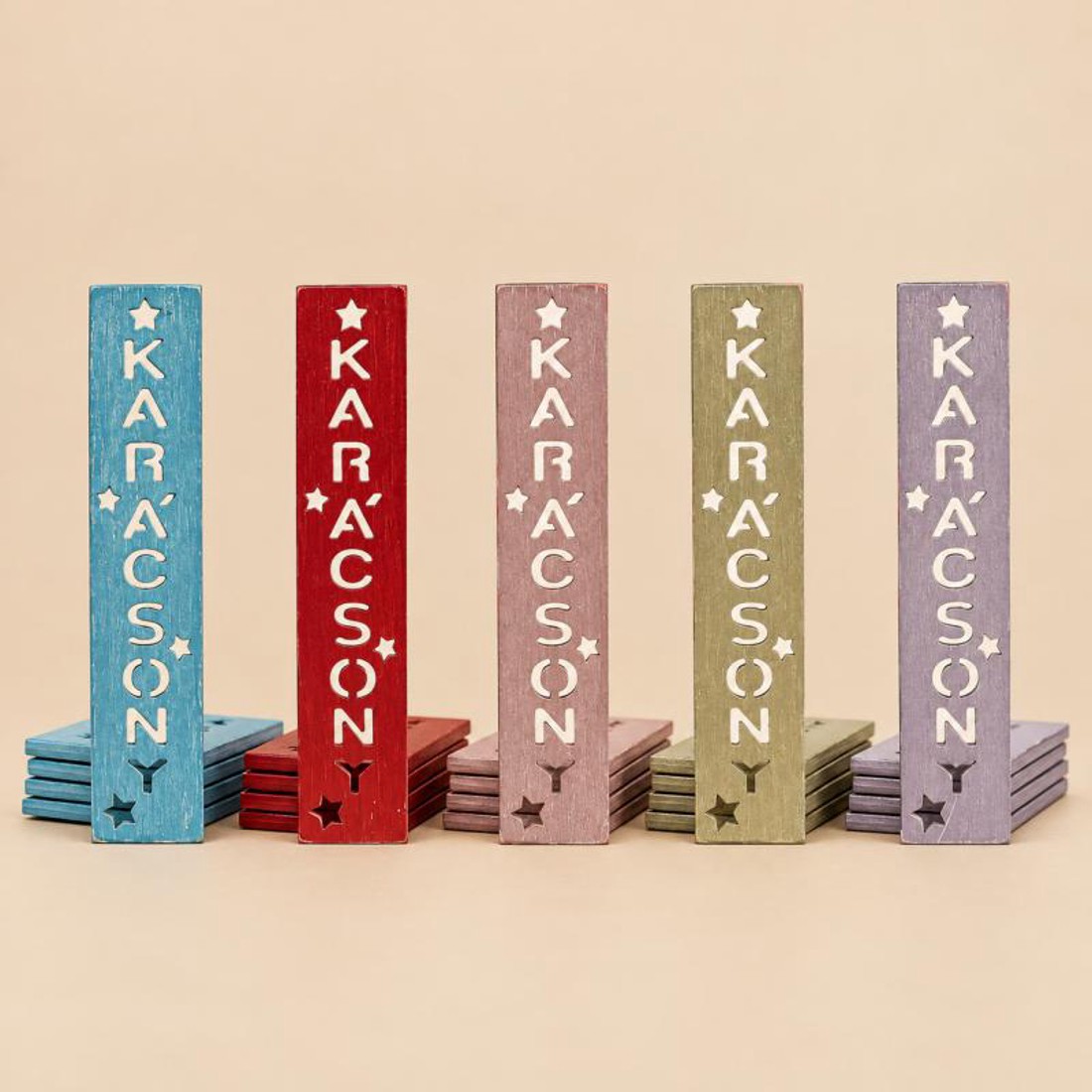 Karácsony felirat lézervágott fa, 2 � 10 cm � 4 db/csomag -  - Meska.hu