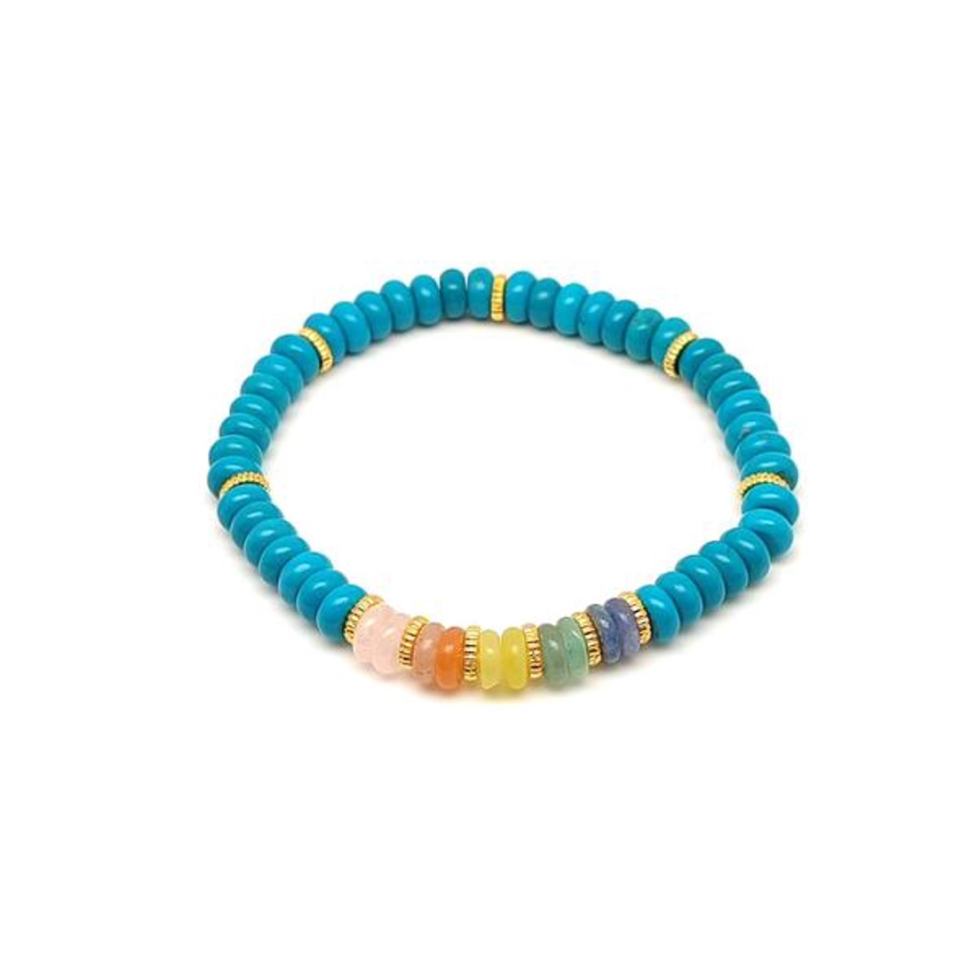 Kék színű howlit ásvány karkötő 5 korong köves díszítéssel 6�2 mm - ékszer - karkötő - ásványkarkötő - Meska.hu