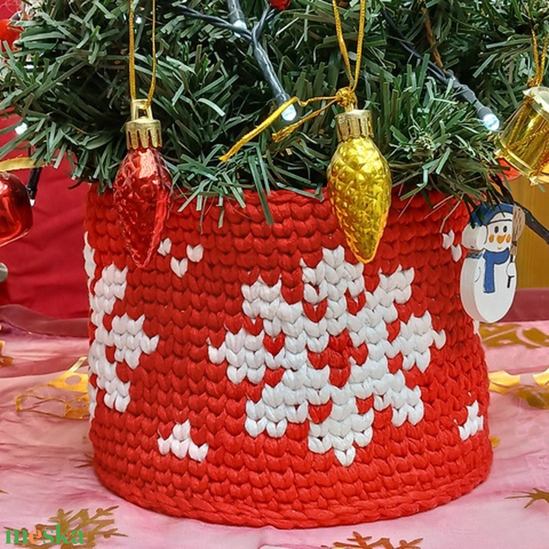 MikulásvirágHópehely tárolókosár - otthon & életmód - tárolás & rendszerezés - tárolókosár - Meska.hu