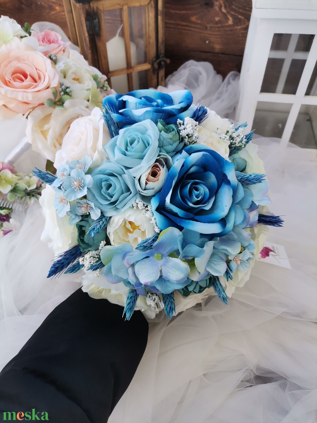 Menyasszonyi csokor, esküvői csokor, örökcsokor, örök csokor, selyemvirág esküvői csokor - esküvő - menyasszonyi- és dobócsokor - Meska.hu