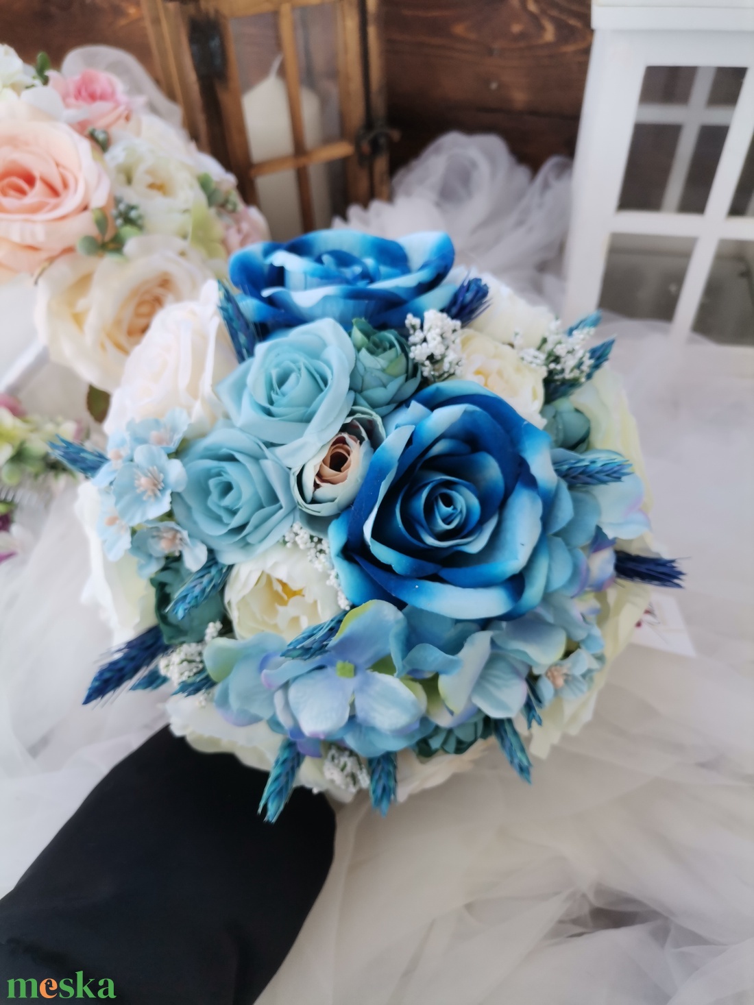 Menyasszonyi csokor, esküvői csokor, örökcsokor, örök csokor, selyemvirág esküvői csokor - esküvő - menyasszonyi- és dobócsokor - Meska.hu