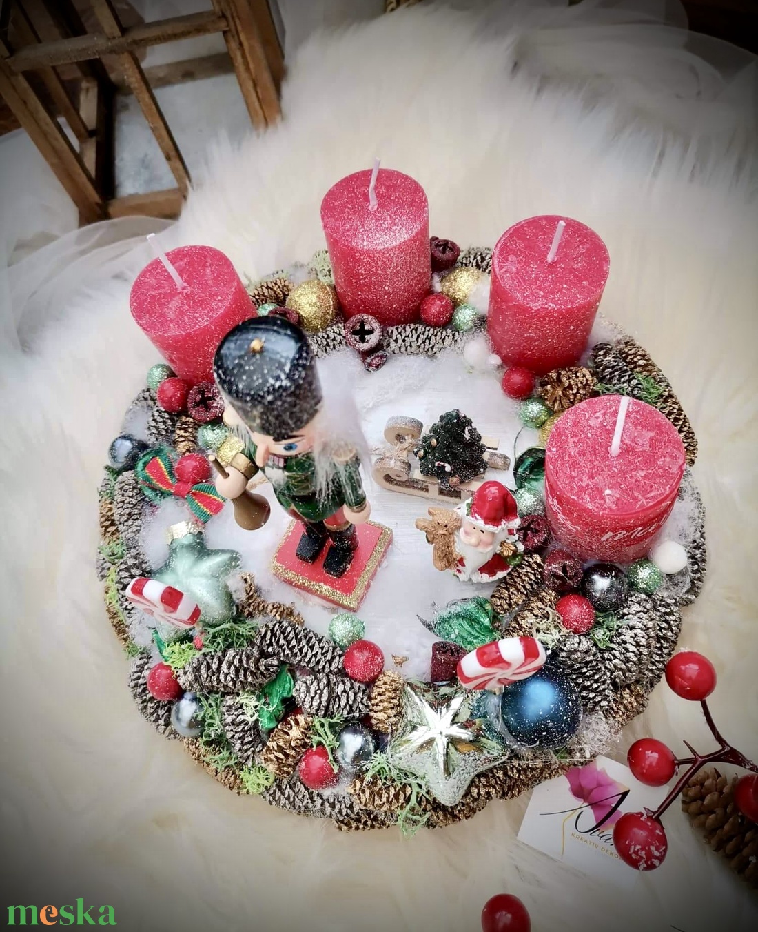 Diótörő  adventi koszorú - karácsony - adventi díszek - adventi koszorú - Meska.hu