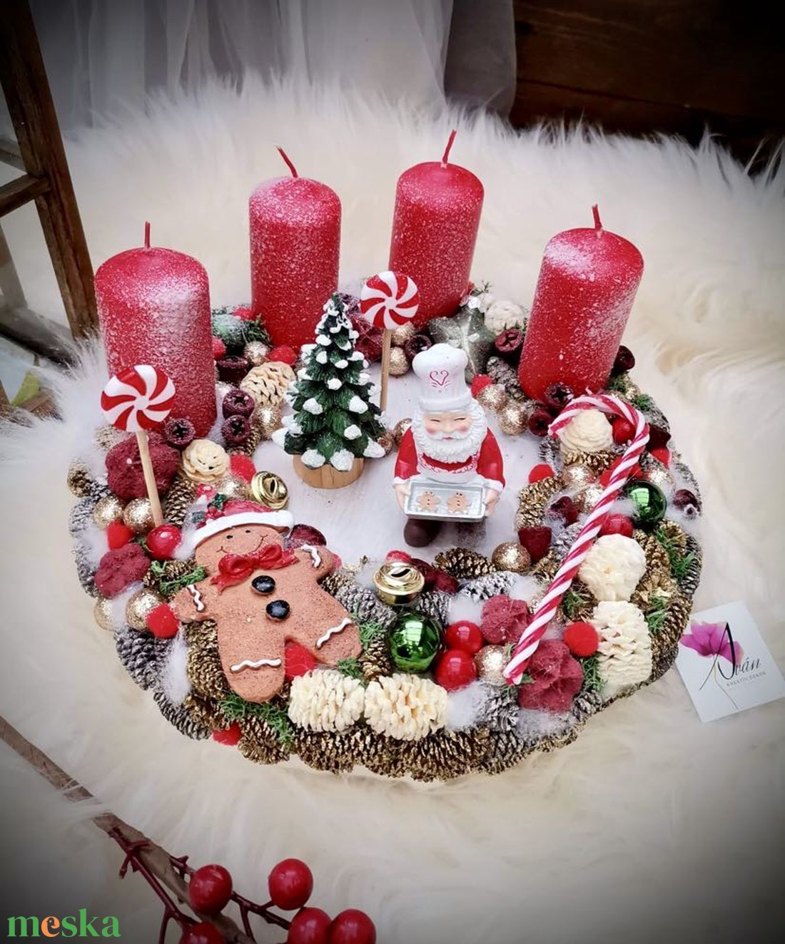 Télapó Mikulás és Mézeskalács adventi koszorú - karácsony - adventi díszek - adventi koszorú - Meska.hu