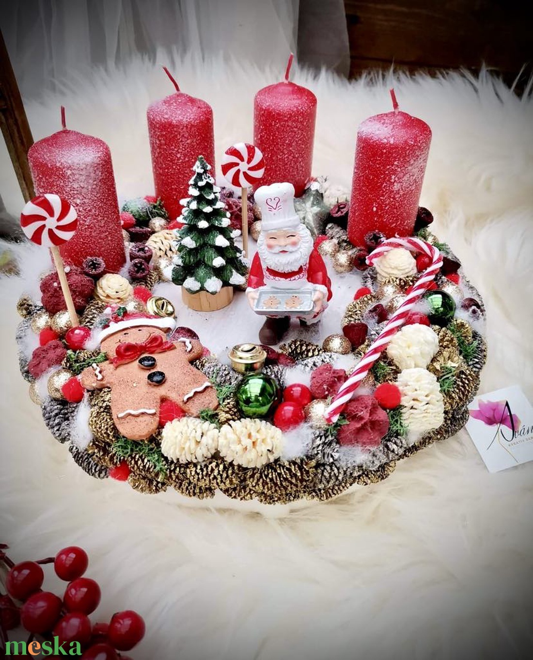 Télapó Mikulás és Mézeskalács adventi koszorú - karácsony - adventi díszek - adventi koszorú - Meska.hu