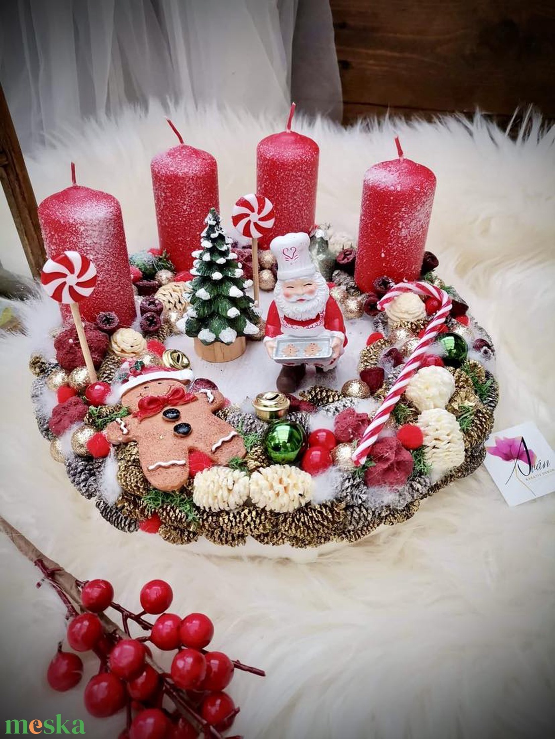 Télapó Mikulás és Mézeskalács adventi koszorú - karácsony - adventi díszek - adventi koszorú - Meska.hu