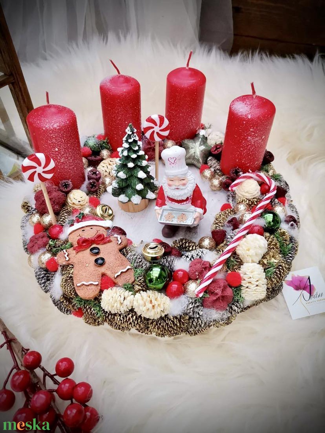 Télapó Mikulás és Mézeskalács adventi koszorú - karácsony - adventi díszek - adventi koszorú - Meska.hu