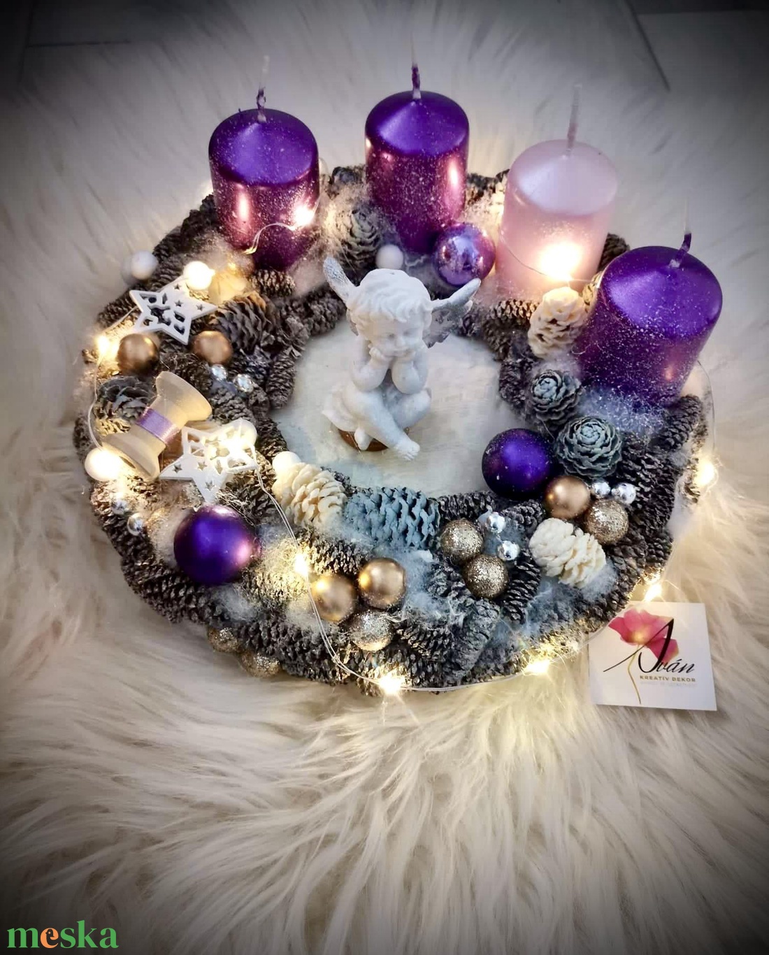 Angyal világító adventi koszorú - karácsony - adventi díszek - adventi koszorú - Meska.hu Angyal világító adventi koszorú - karácsony - adventi díszek - adventi koszorú - Meska.hu