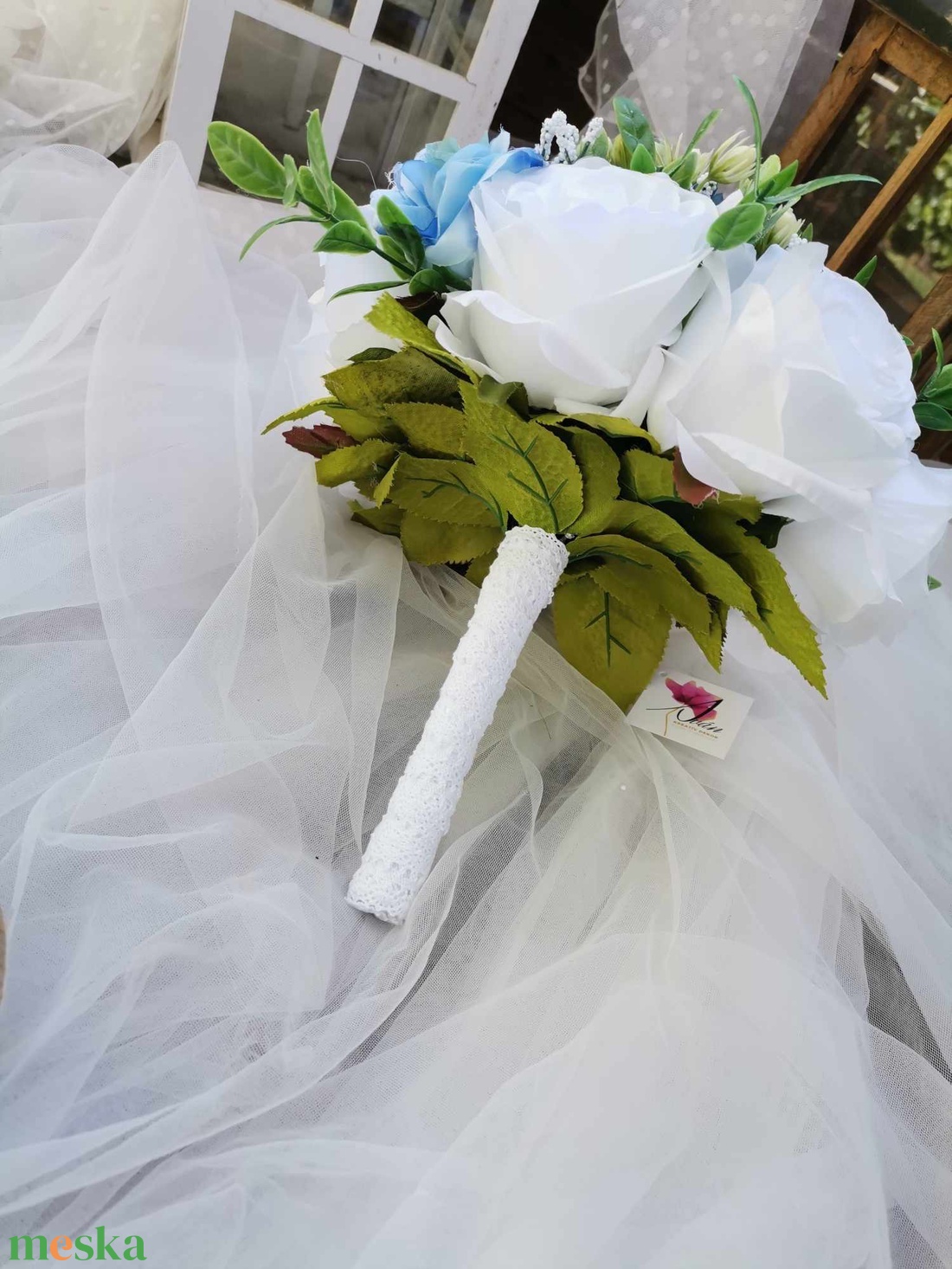 Valami kék Menyasszonyi csokor örök, csokor örökcsokor, esküvői dekoráció - esküvő - menyasszonyi- és dobócsokor - Meska.hu