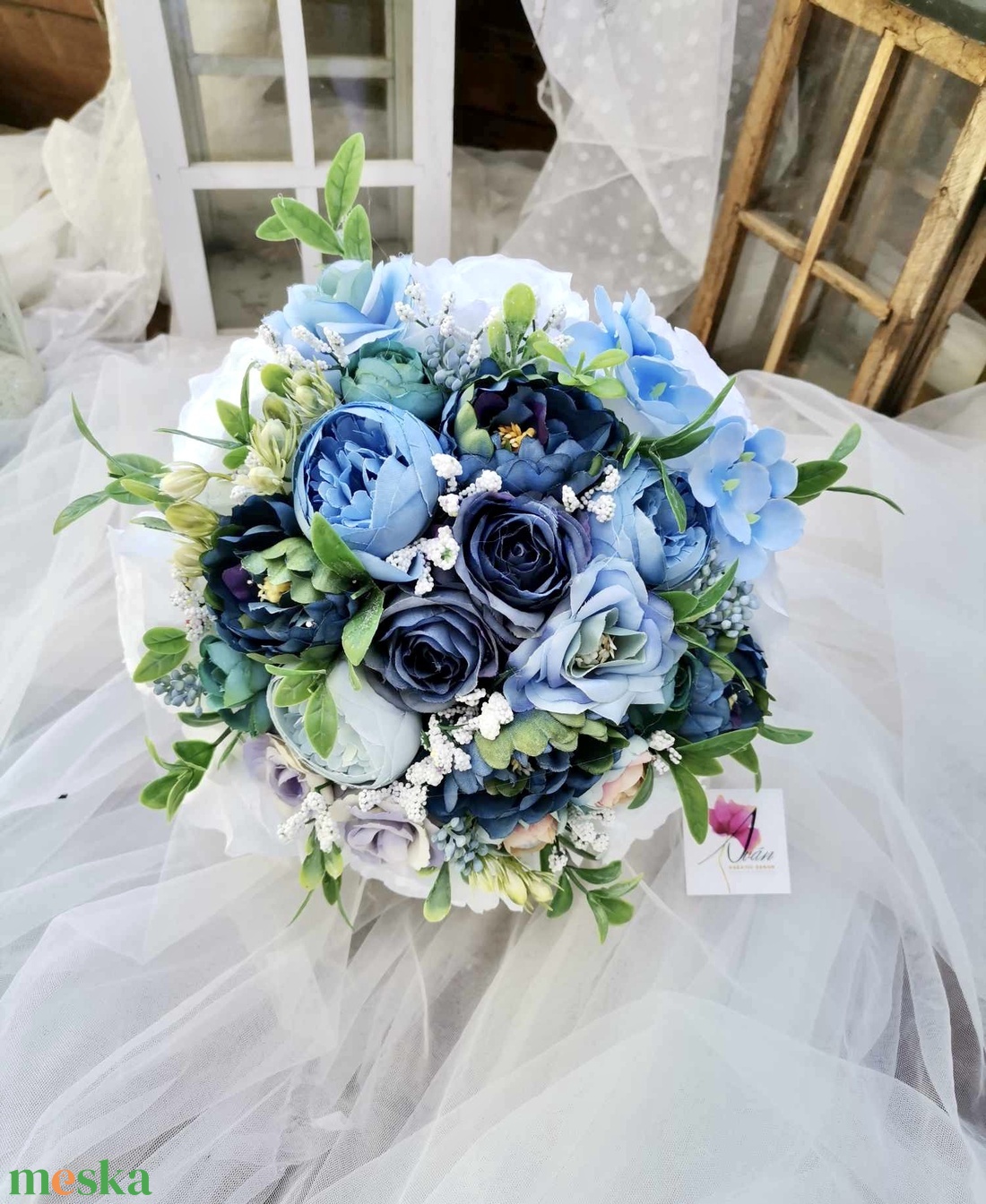 Valami kék Menyasszonyi csokor örök, csokor örökcsokor, esküvői dekoráció - esküvő - menyasszonyi- és dobócsokor - Meska.hu
