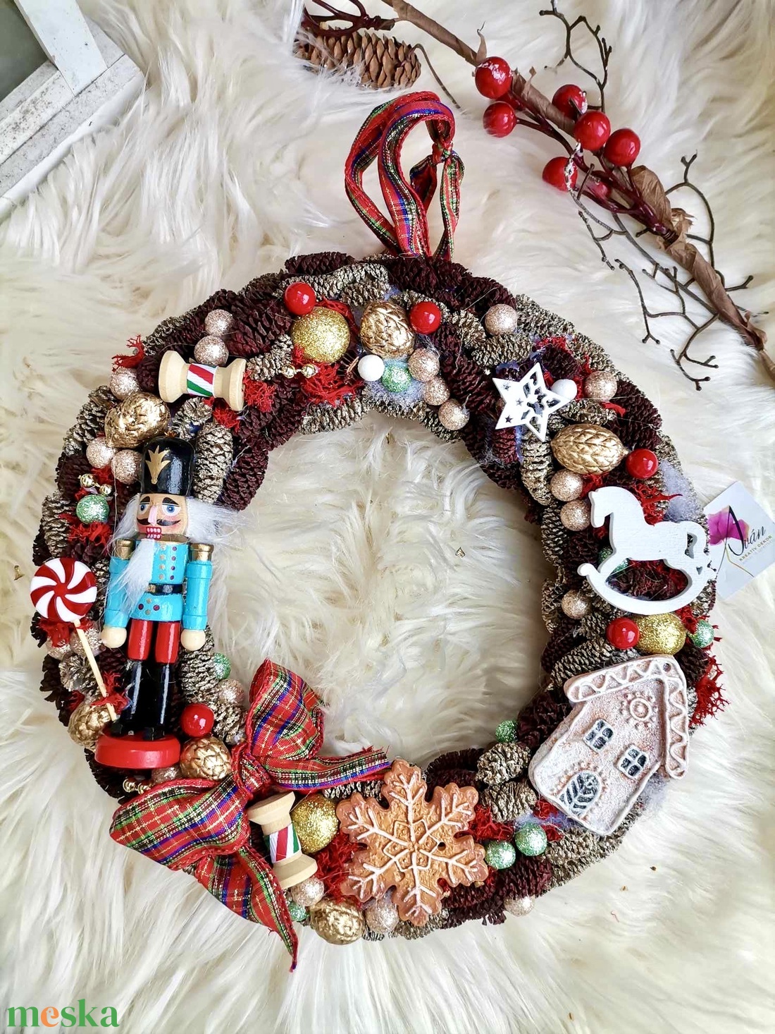 AKCIÓ! Diótörő mézeskalács ajtódísz, karácsonyi kopogtató  - karácsony - karácsonyi lakásdekoráció - karácsonyi ajtódíszek - Meska.hu