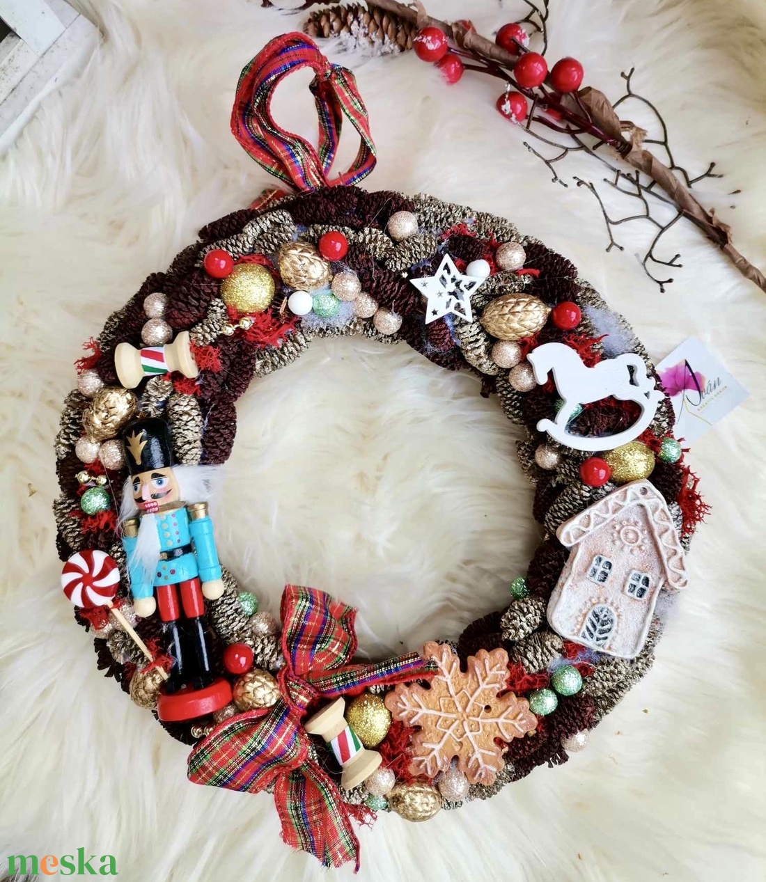 AKCIÓ! Diótörő mézeskalács ajtódísz, karácsonyi kopogtató  - karácsony - karácsonyi lakásdekoráció - karácsonyi ajtódíszek - Meska.hu