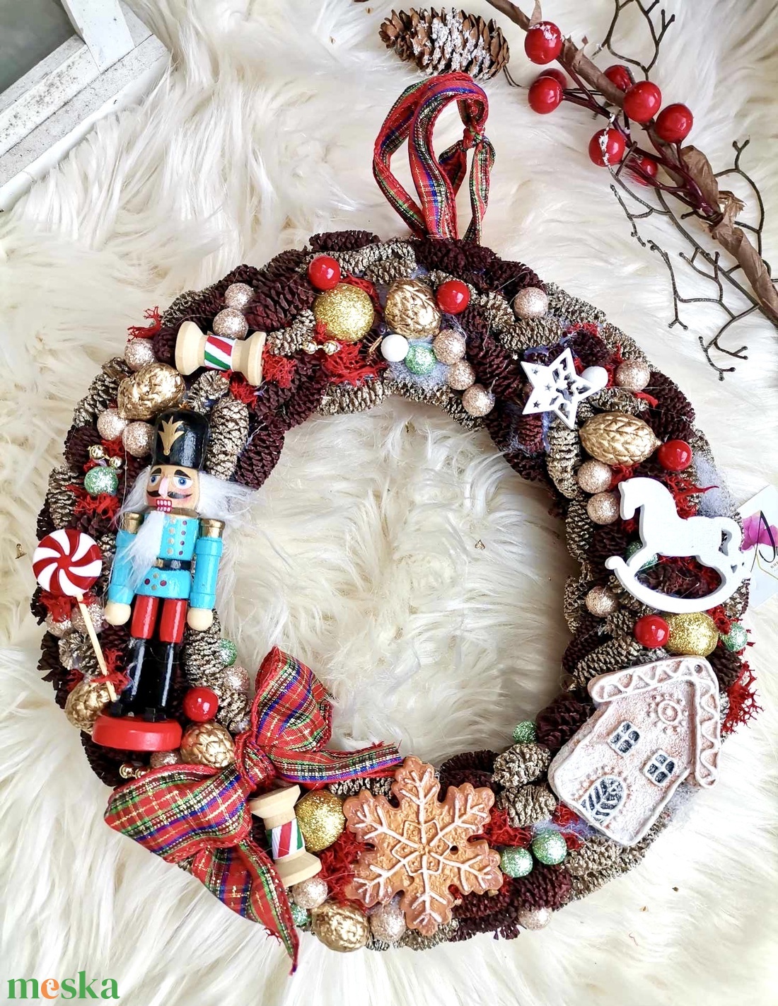 AKCIÓ! Diótörő mézeskalács ajtódísz, karácsonyi kopogtató  - karácsony - karácsonyi lakásdekoráció - karácsonyi ajtódíszek - Meska.hu