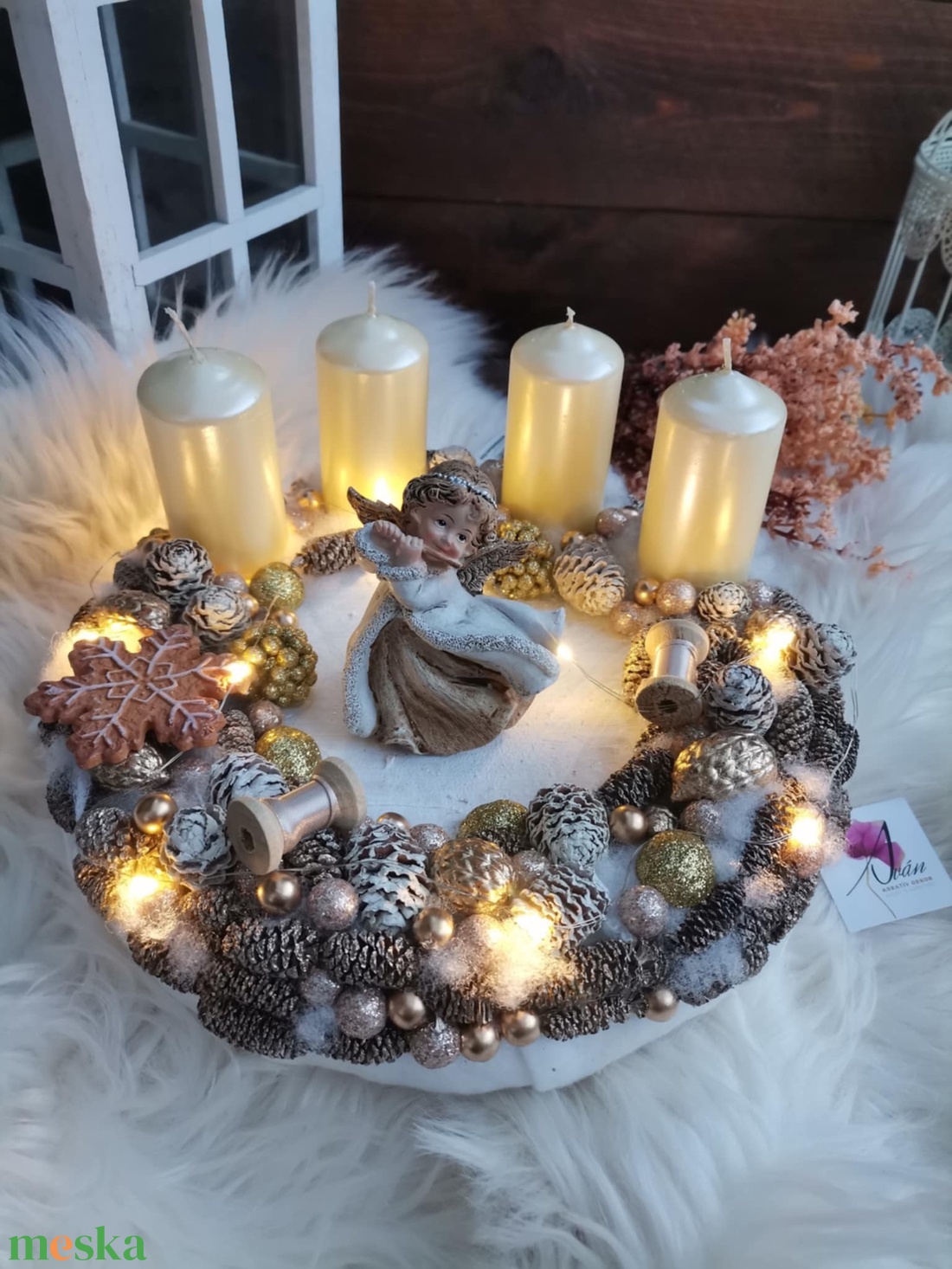 Angyal világító adventi koszorú, angyalka világít koszorú - karácsony - adventi díszek - adventi koszorú - Meska.hu Angyal világító adventi koszorú, angyalka világít koszorú - karácsony - adventi díszek - adventi koszorú - Meska.hu