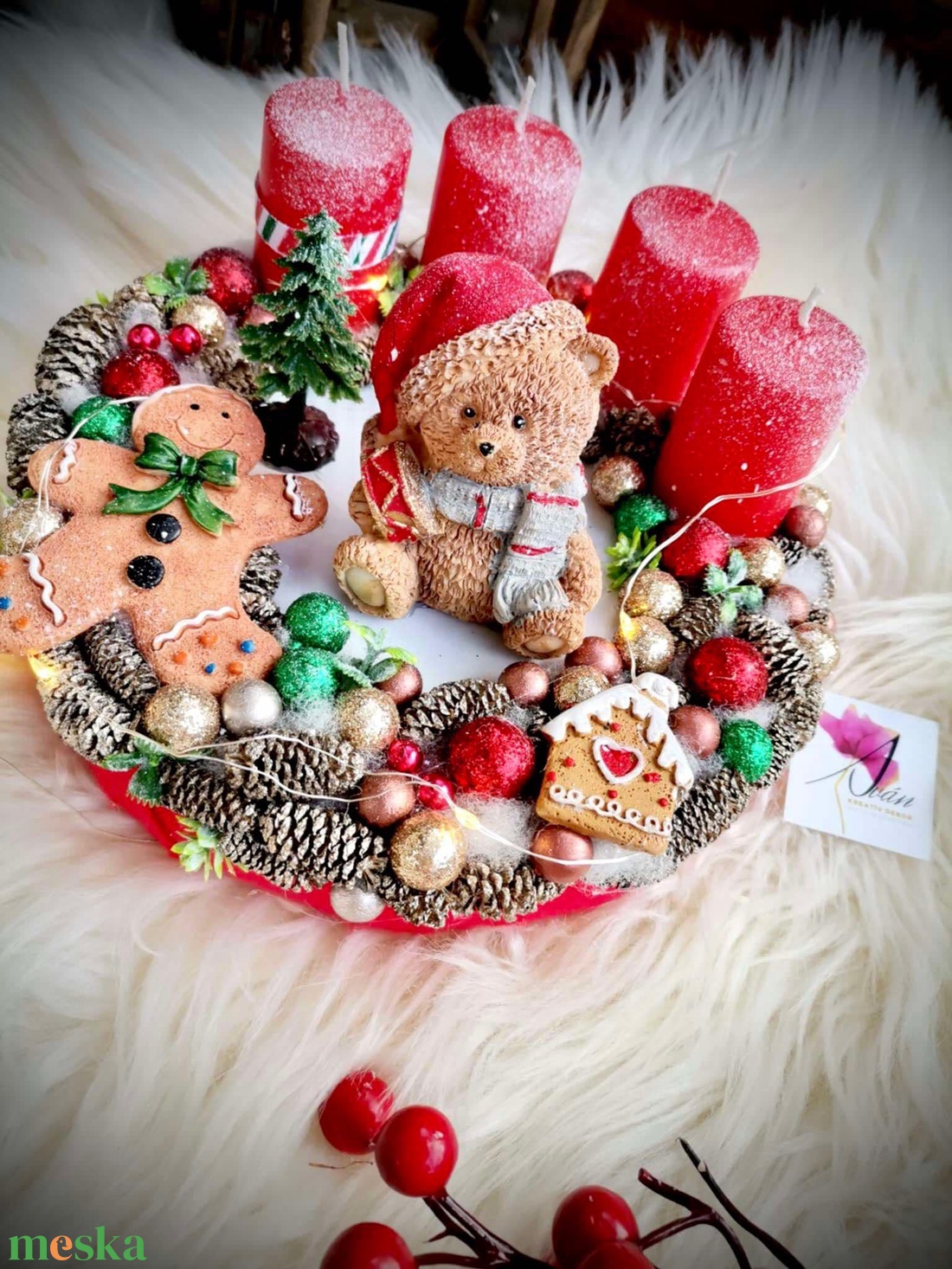 Adventi koszorú, világító koszorú, Maci világító adventi koszorú, Karácsonyi dekoráció, asztaldísz - karácsony - adventi díszek - adventi koszorú - Meska.hu Adventi koszorú, világító koszorú, Maci világító adventi koszorú, Karácsonyi dekoráció, asztaldísz - karácsony - adventi díszek - adventi koszorú - Meska.hu