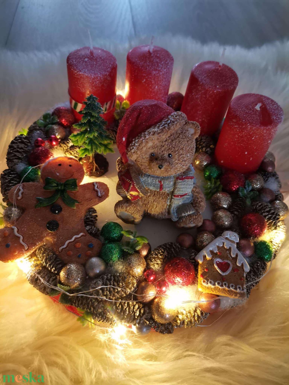 Adventi koszorú, világító koszorú, Maci világító adventi koszorú, Karácsonyi dekoráció, asztaldísz - karácsony - adventi díszek - adventi koszorú - Meska.hu Adventi koszorú, világító koszorú, Maci világító adventi koszorú, Karácsonyi dekoráció, asztaldísz - karácsony - adventi díszek - adventi koszorú - Meska.hu