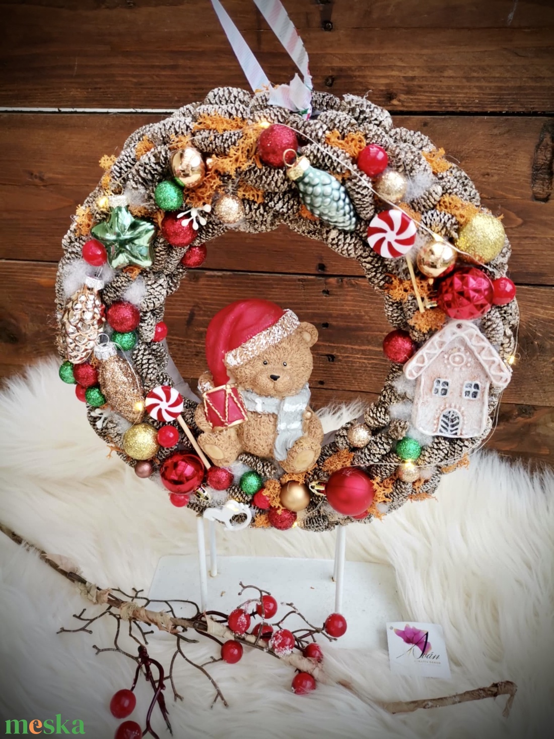 Világító karácsonyi ajtódísz, kopogtató - karácsony - adventi díszek - adventi ajtódísz - Meska.hu Világító karácsonyi ajtódísz, kopogtató - karácsony - adventi díszek - adventi ajtódísz - Meska.hu