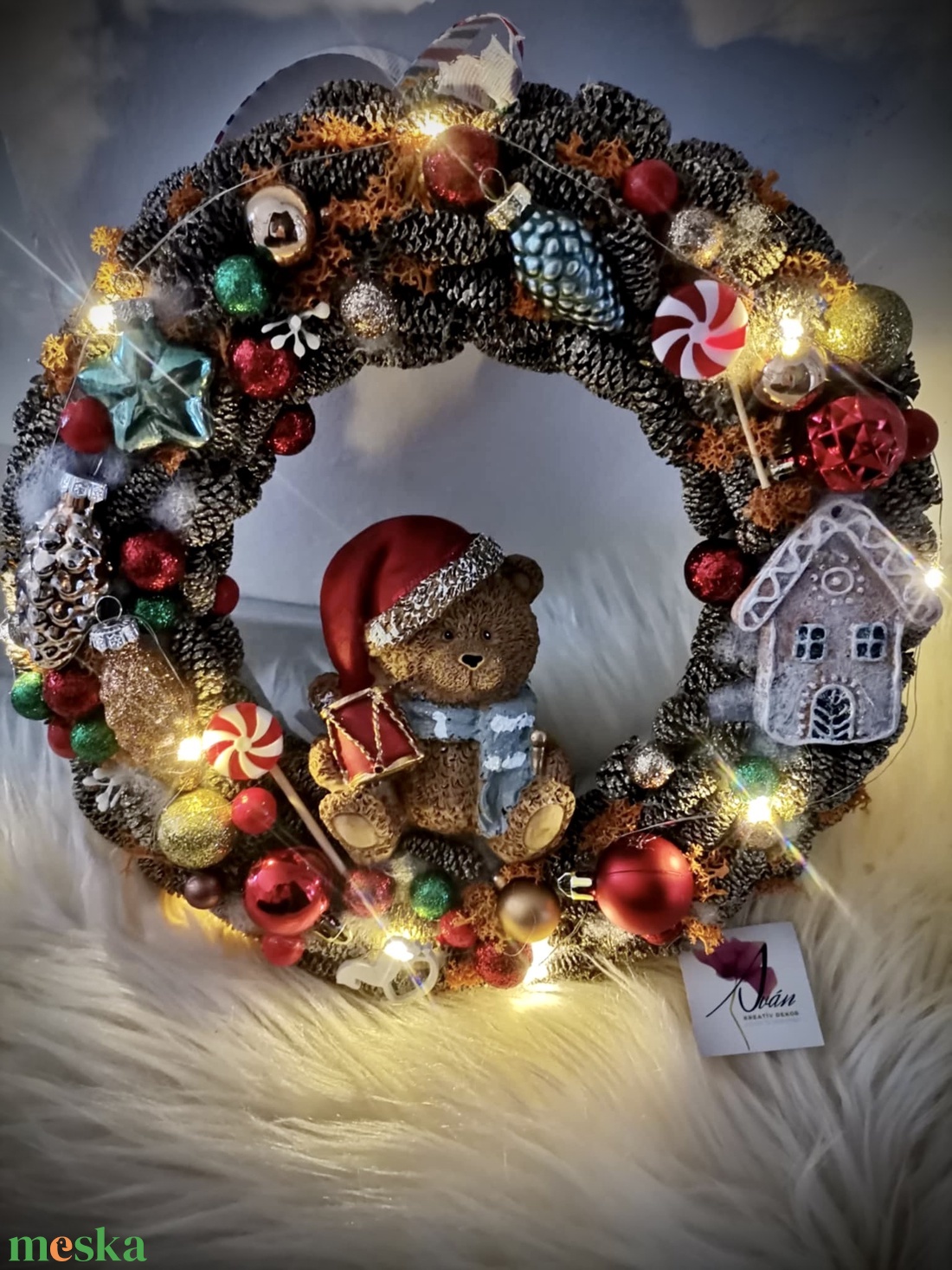 Világító karácsonyi ajtódísz, kopogtató - karácsony - adventi díszek - adventi ajtódísz - Meska.hu Világító karácsonyi ajtódísz, kopogtató - karácsony - adventi díszek - adventi ajtódísz - Meska.hu