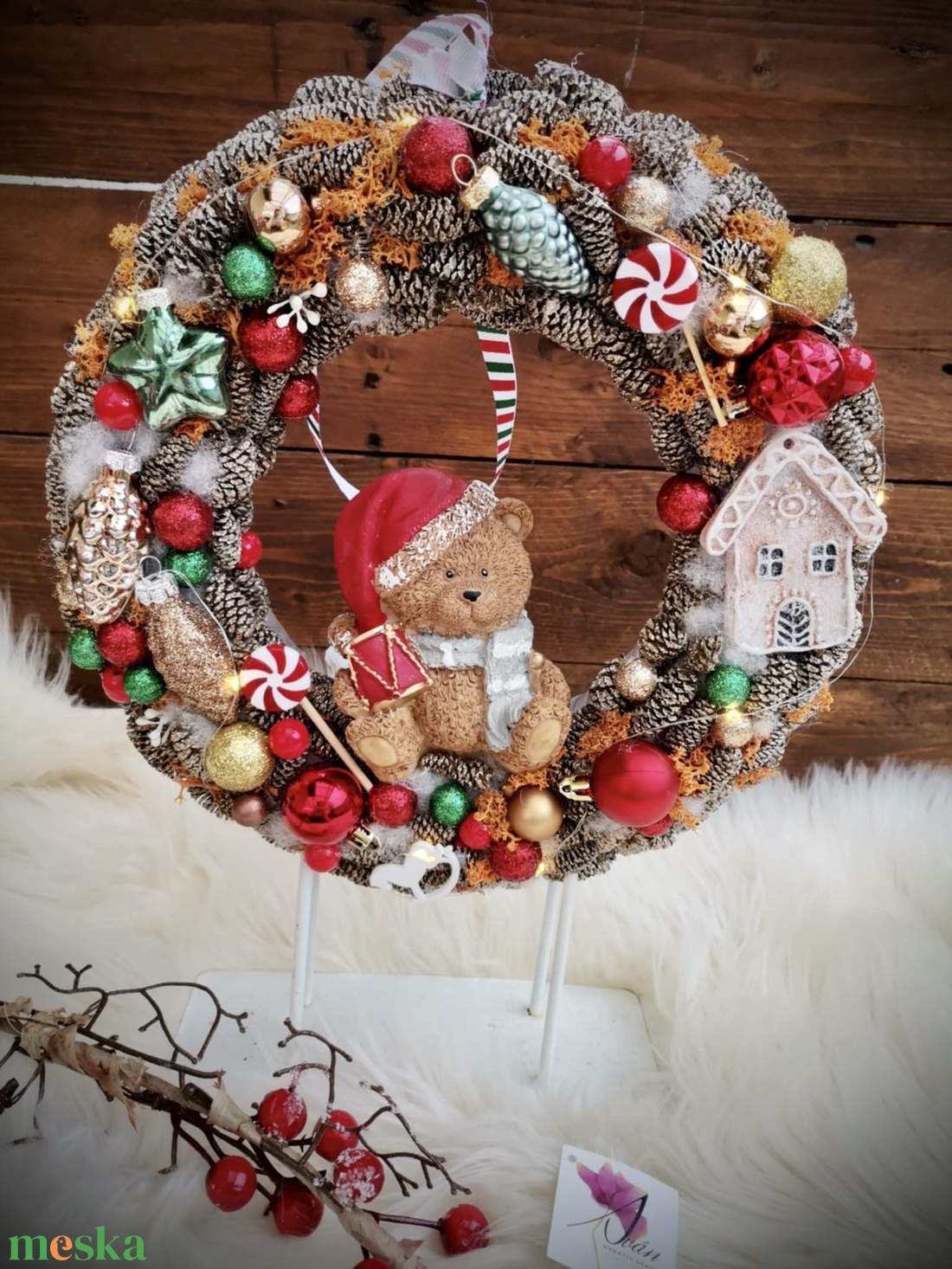 Világító karácsonyi ajtódísz, kopogtató - karácsony - adventi díszek - adventi ajtódísz - Meska.hu Világító karácsonyi ajtódísz, kopogtató - karácsony - adventi díszek - adventi ajtódísz - Meska.hu