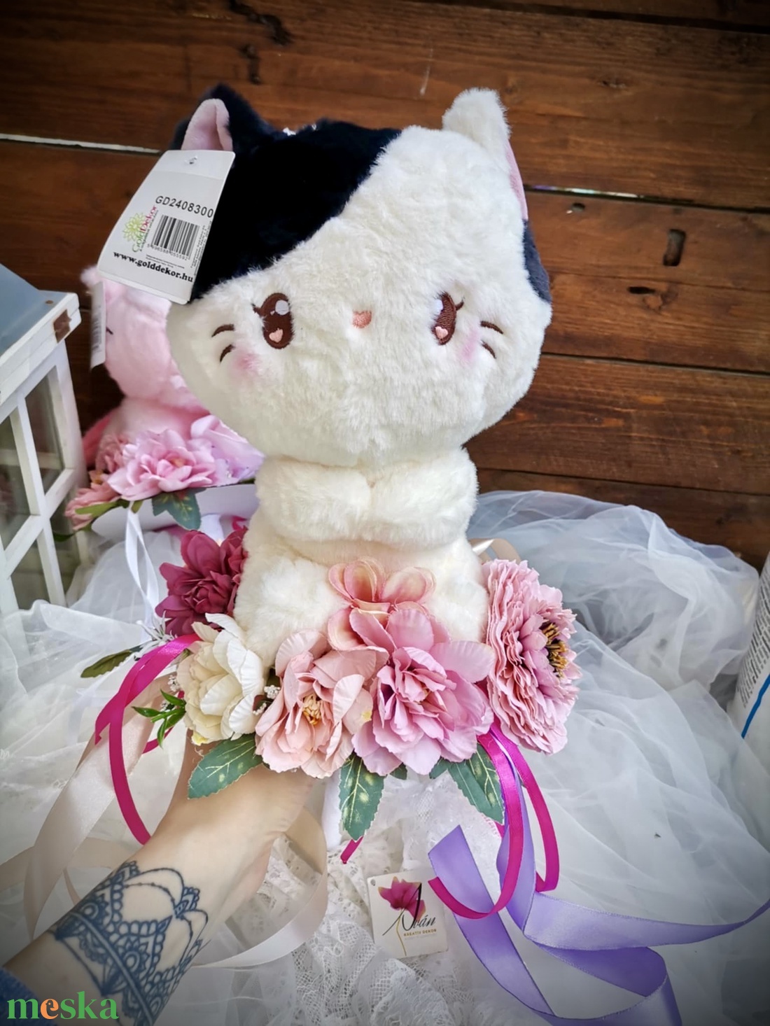 Ballagási csokor cica plüssel, ballagás csokor, óvoda, iskola _cica plüss - otthon & életmód - dekoráció - virágdísz és tartó - csokor & virágdísz - Meska.hu