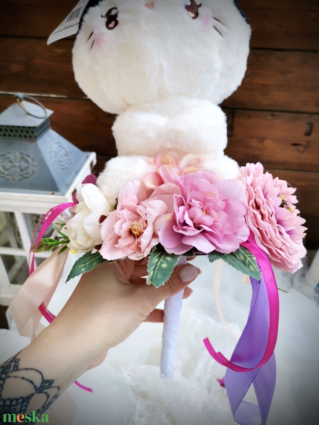 Ballagási csokor cica plüssel, ballagás csokor, óvoda, iskola _cica plüss - otthon & életmód - dekoráció - virágdísz és tartó - csokor & virágdísz - Meska.hu