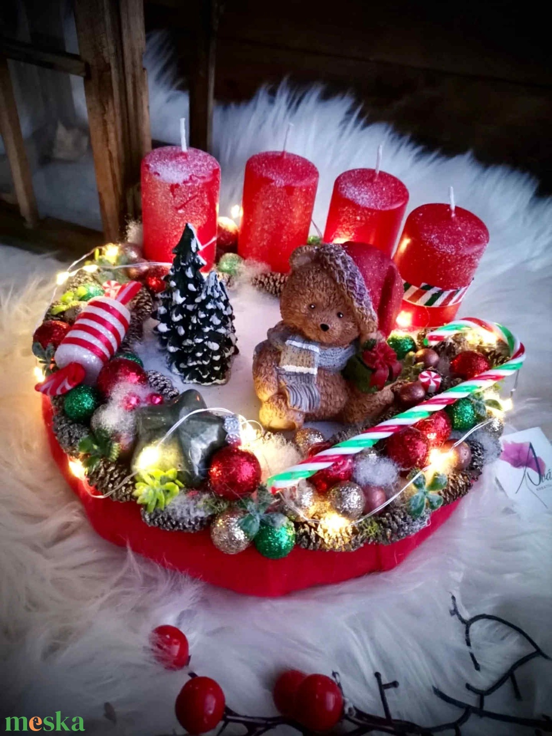 LED-és Világító, maci adventi koszorú, mackó adventi dísz - karácsony - adventi díszek - adventi koszorú - Meska.hu LED-és Világító, maci adventi koszorú, mackó adventi dísz - karácsony - adventi díszek - adventi koszorú - Meska.hu