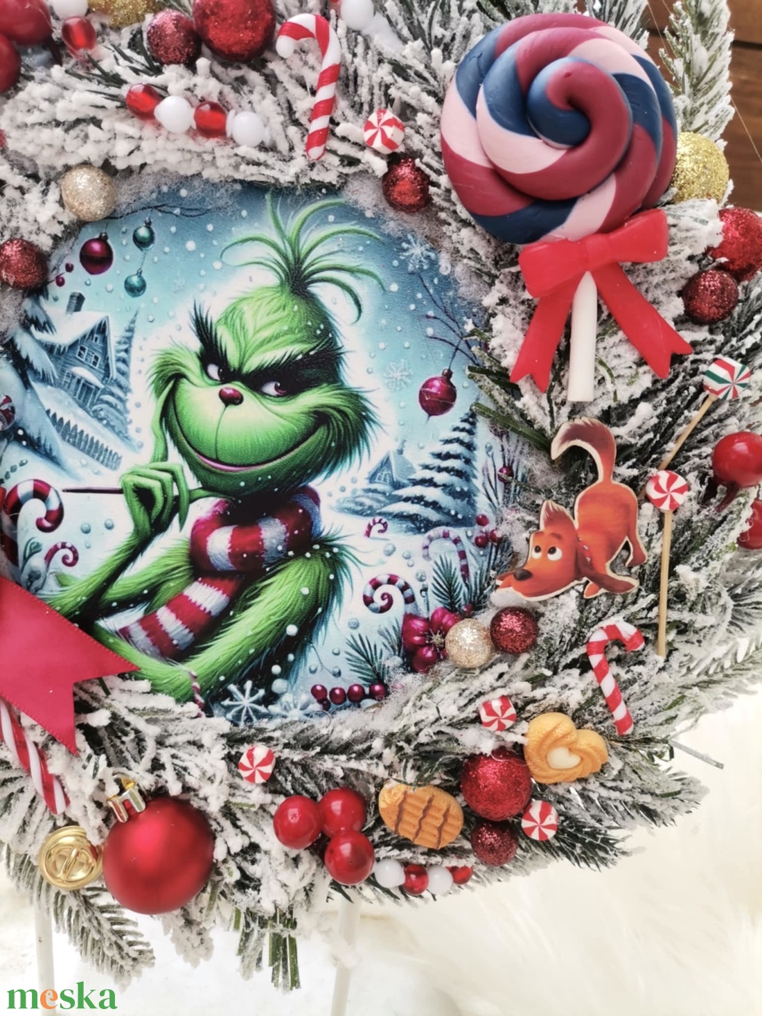 Grinch Grincs karácsonya Ajtódísz kopogtató - karácsony - karácsonyi lakásdekoráció - karácsonyi ajtódíszek - Meska.hu