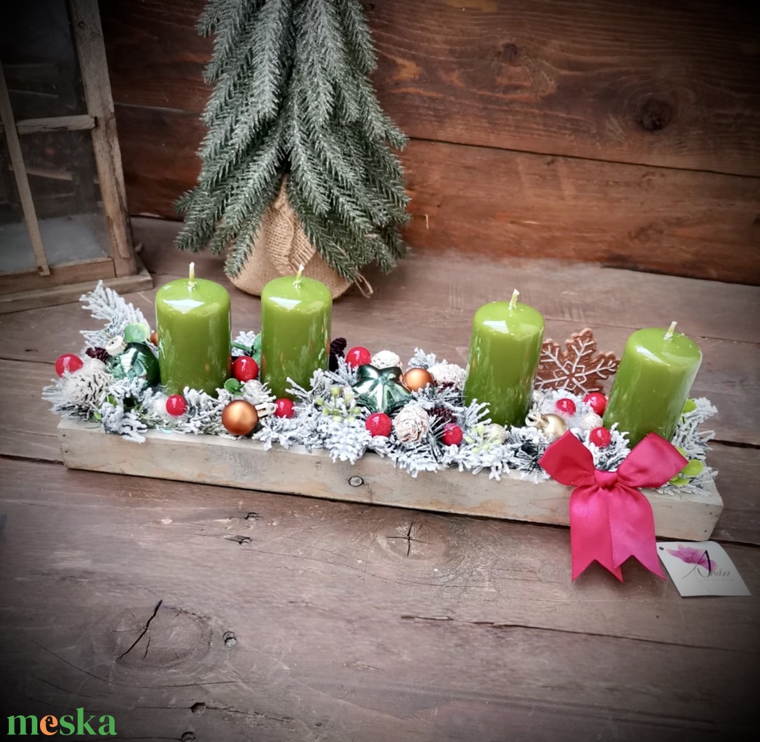 Fenyő és mézeskalács adventi koszorú  - karácsony - adventi díszek - adventi koszorú - Meska.hu