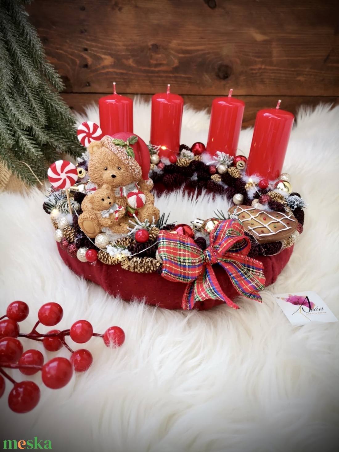 LED-es Világító, maci adventi koszorú, mackó adventi dísz - karácsony - adventi díszek - adventi koszorú - Meska.hu LED-es Világító, maci adventi koszorú, mackó adventi dísz - karácsony - adventi díszek - adventi koszorú - Meska.hu