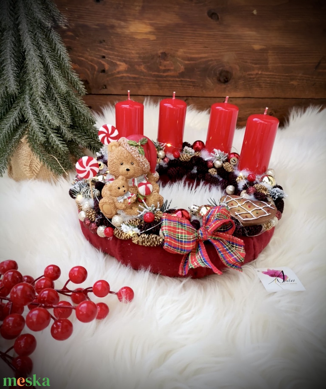 LED-es Világító, maci adventi koszorú, mackó adventi dísz - karácsony - adventi díszek - adventi koszorú - Meska.hu LED-es Világító, maci adventi koszorú, mackó adventi dísz - karácsony - adventi díszek - adventi koszorú - Meska.hu