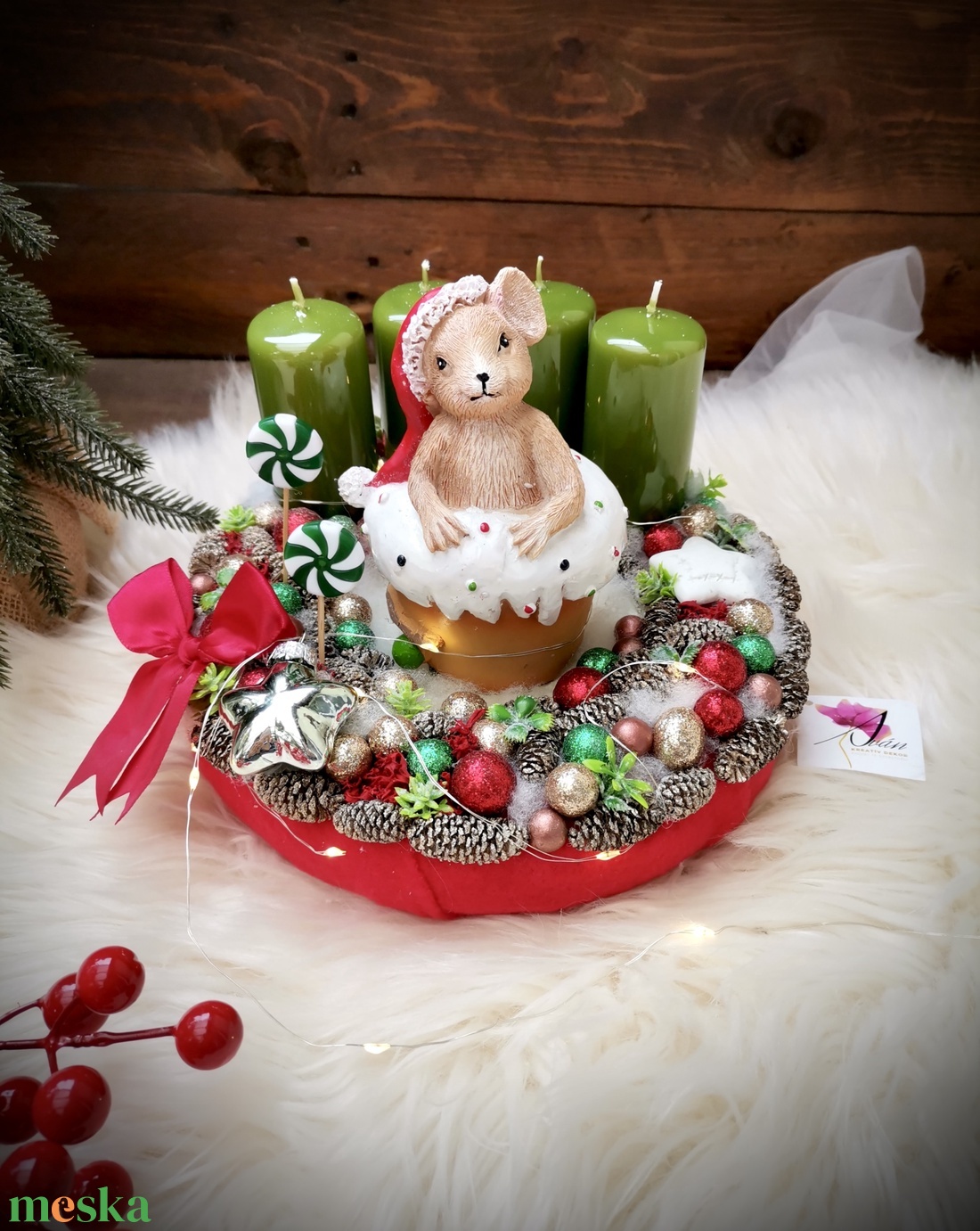 LED-es Világító, muffin egér adventi koszorú, egérke adventi dísz - karácsony - adventi díszek - adventi koszorú - Meska.hu LED-es Világító, muffin egér adventi koszorú, egérke adventi dísz - karácsony - adventi díszek - adventi koszorú - Meska.hu