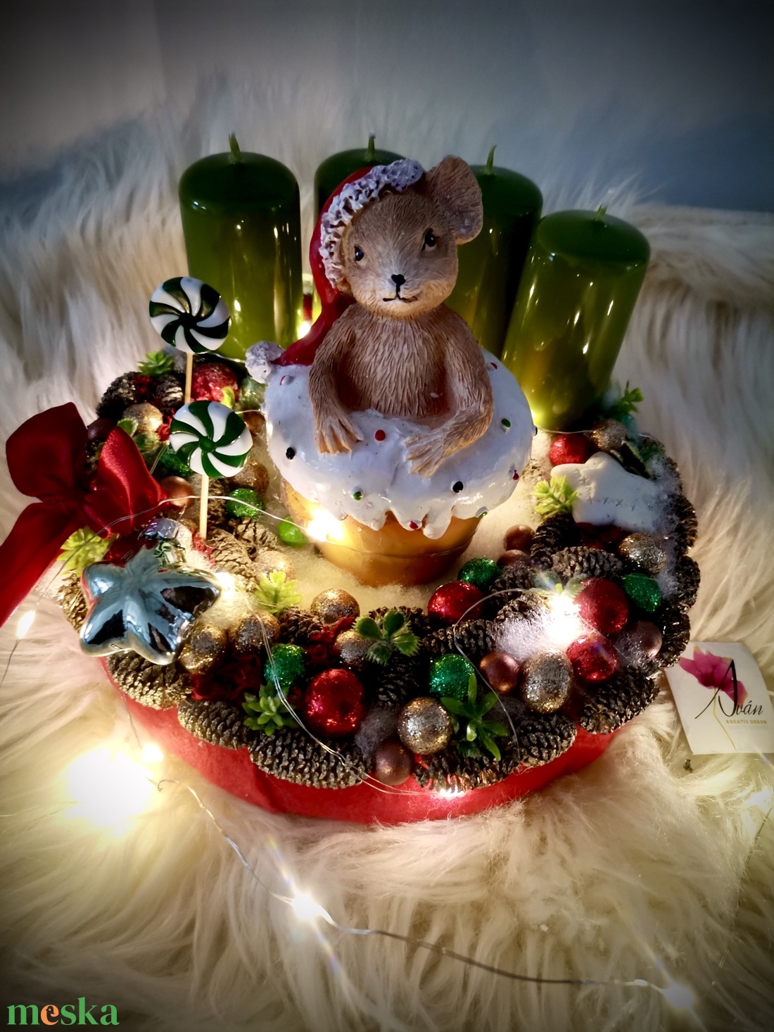 LED-es Világító, muffin egér adventi koszorú, egérke adventi dísz - karácsony - adventi díszek - adventi koszorú - Meska.hu LED-es Világító, muffin egér adventi koszorú, egérke adventi dísz - karácsony - adventi díszek - adventi koszorú - Meska.hu