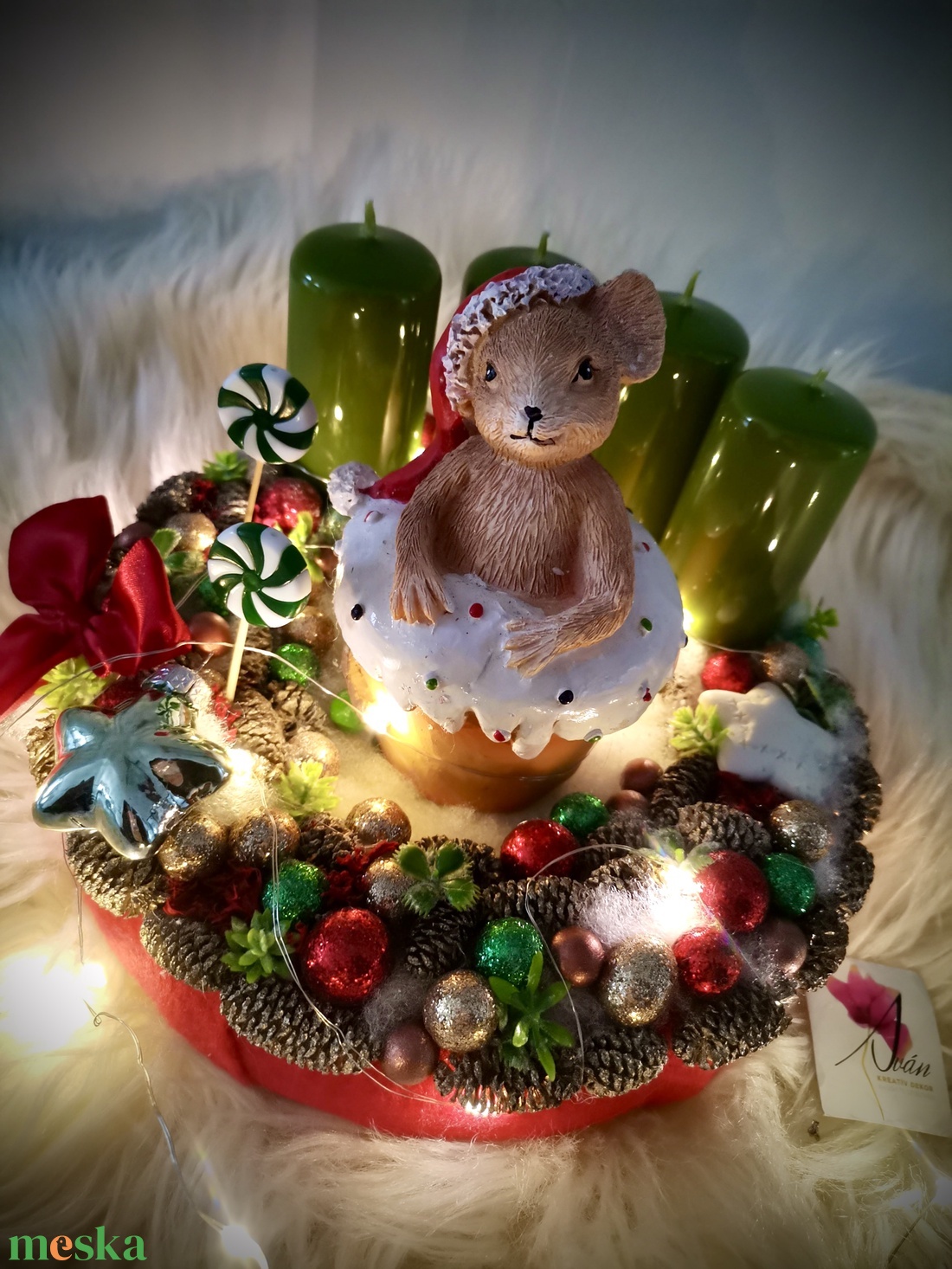 LED-es Világító, muffin egér adventi koszorú, egérke adventi dísz - karácsony - adventi díszek - adventi koszorú - Meska.hu LED-es Világító, muffin egér adventi koszorú, egérke adventi dísz - karácsony - adventi díszek - adventi koszorú - Meska.hu