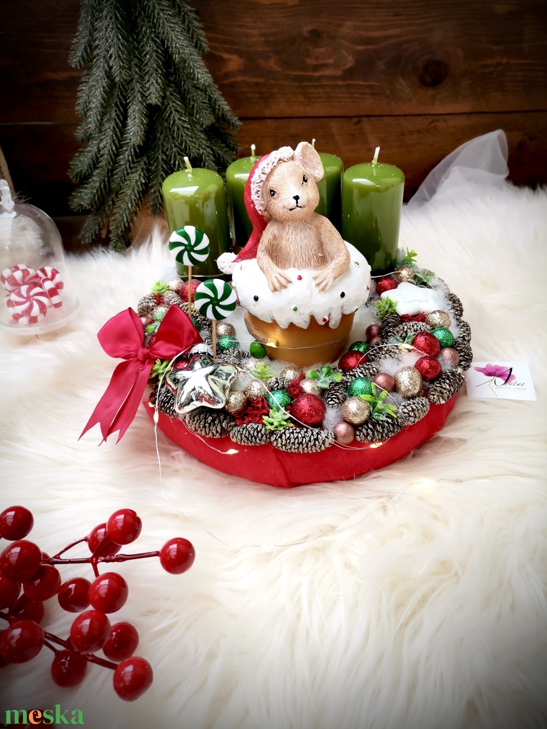 LED-es Világító, muffin egér adventi koszorú, egérke adventi dísz - karácsony - adventi díszek - adventi koszorú - Meska.hu LED-es Világító, muffin egér adventi koszorú, egérke adventi dísz - karácsony - adventi díszek - adventi koszorú - Meska.hu