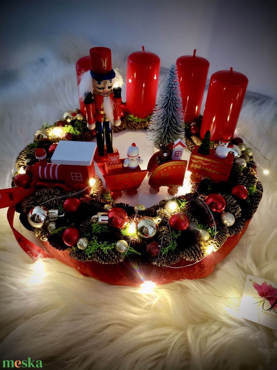 LED-es Világító, Diótörő vonat adventi koszorú - karácsony - adventi díszek - adventi koszorú - Meska.hu LED-es Világító, Diótörő vonat adventi koszorú - karácsony - adventi díszek - adventi koszorú - Meska.hu