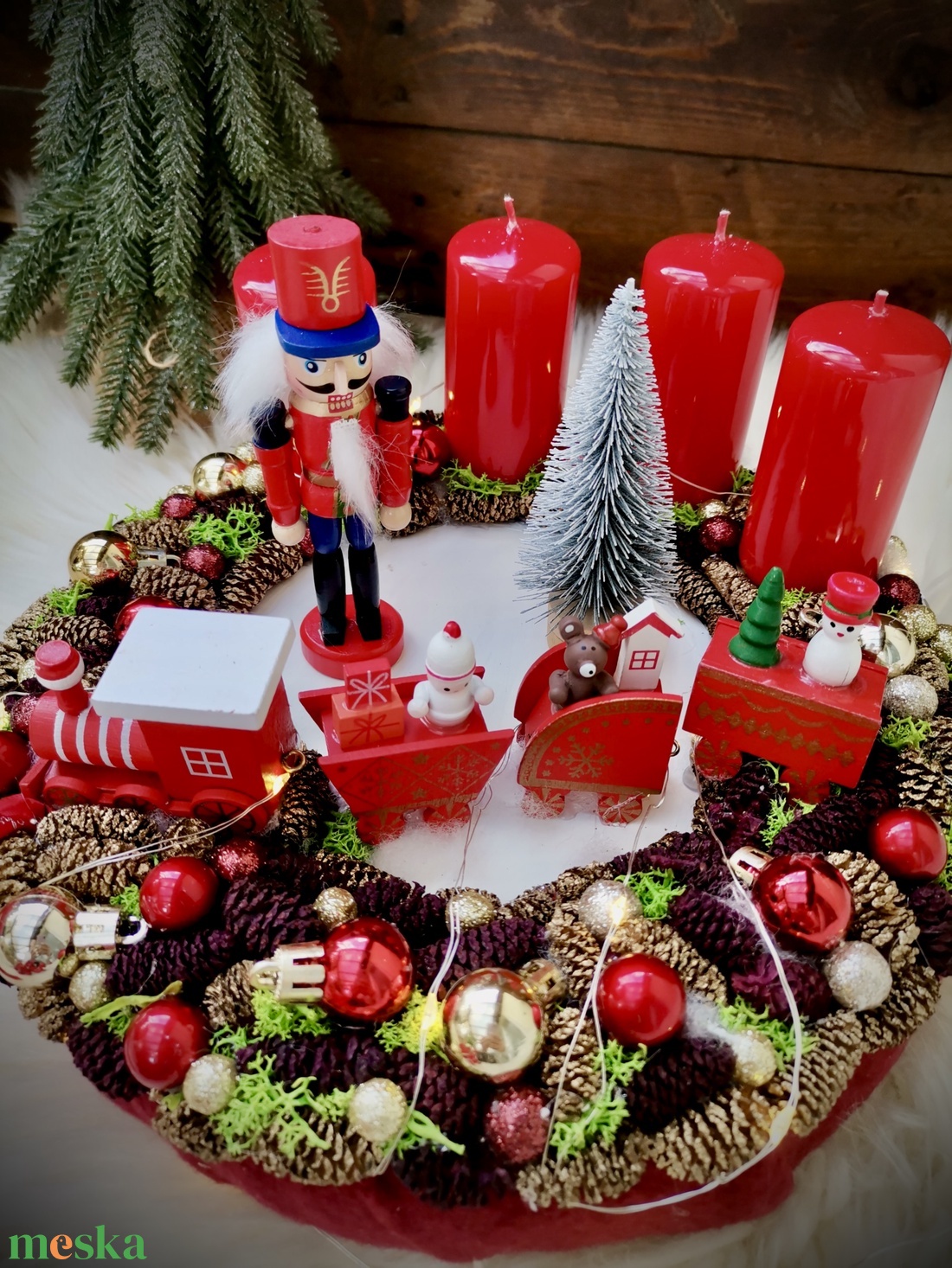 LED-es Világító, Diótörő vonat adventi koszorú - karácsony - adventi díszek - adventi koszorú - Meska.hu LED-es Világító, Diótörő vonat adventi koszorú - karácsony - adventi díszek - adventi koszorú - Meska.hu
